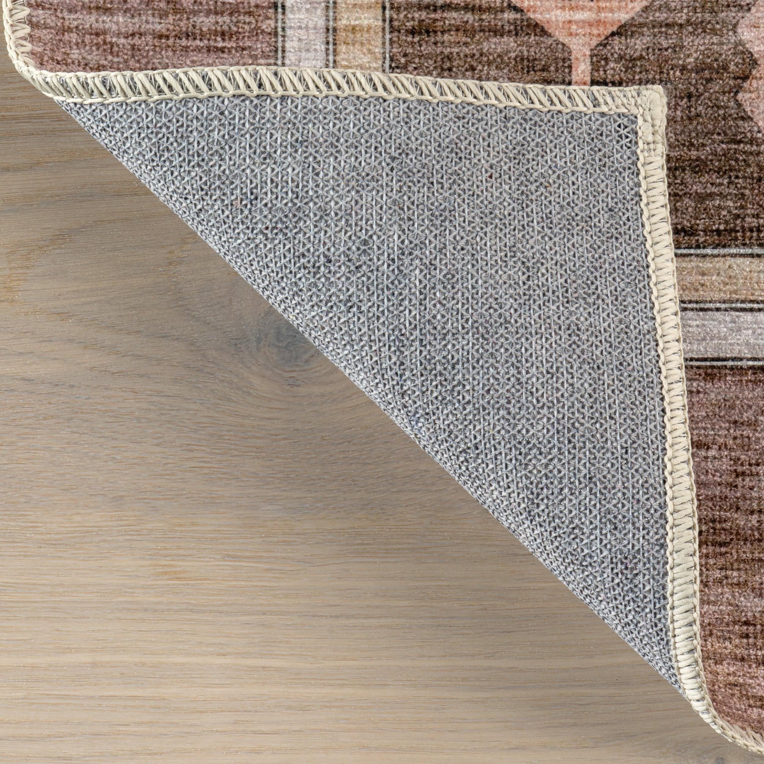 Briar Geometric Spill Proof Washable Rug - Dark Brown Non-Slip Area Rug for Living Room, Bedroom, Kitchen & High Traffic Areas