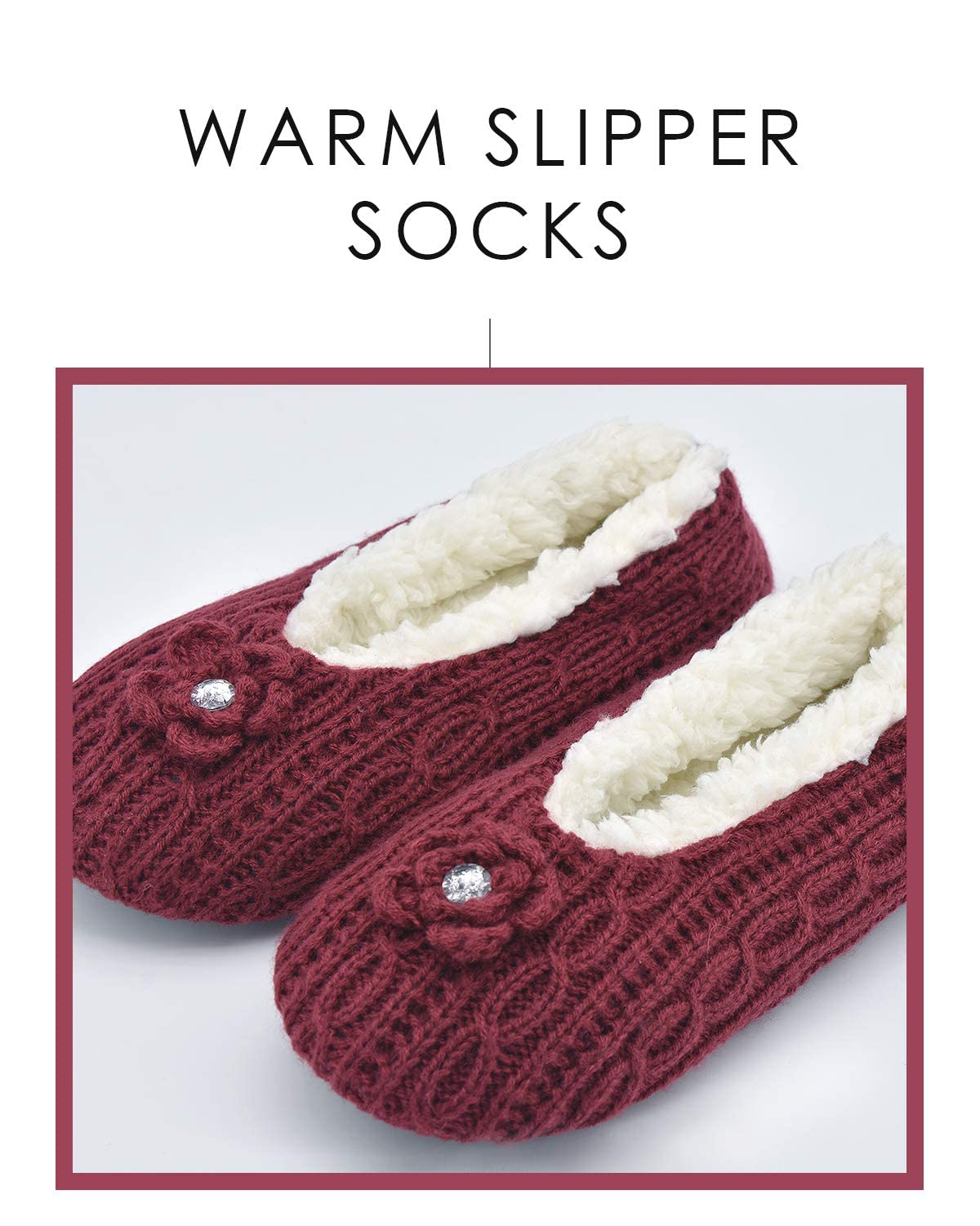 DICUIRD Women's Thick & Warm Non-Slip Slipper Socks with Grippers - Cozy Knit House Slippers for Winter Indoor & Outdoor Wear