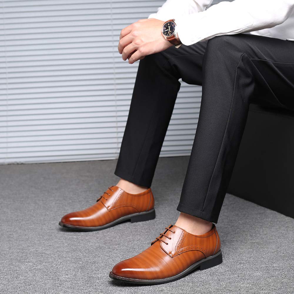 Santimon Men's Oxford Shoes - Classic Formal Business Dress Shoes with Pointed Toe & Lace Up Design | Perfect for Office, Weddings & Professional Events