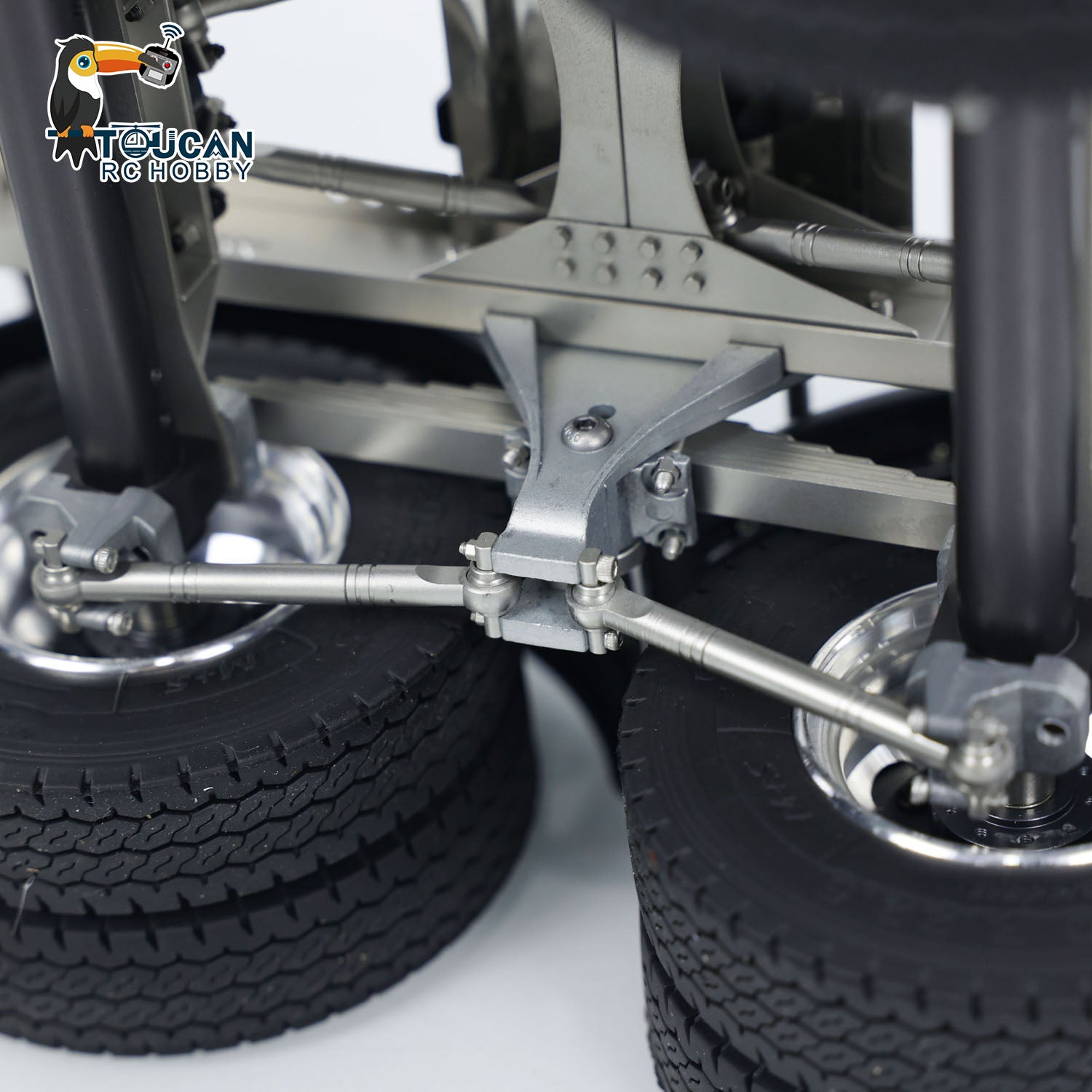 1/14 Scale 2 Axles Metal Trailer with Fifth Wheel Traction for LESU RC Car Truck - Realistic Radio Controlled Vehicle Simulation Model for Off-Roading & Construction Scenes