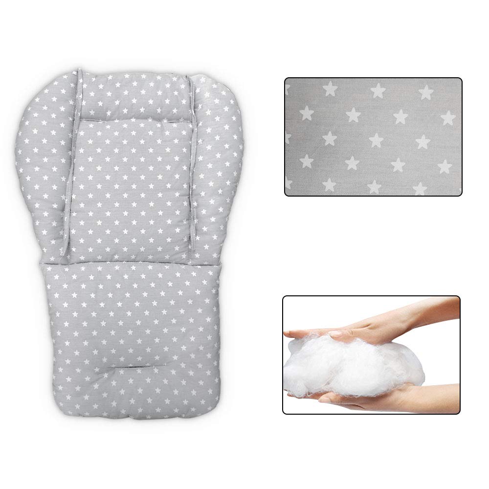 Premium Baby High Chair Cushion - Soft, Comfortable & Breathable Seat Pad with Gray Star Pattern - Ideal for Feeding, Weaning & Playtime at Home or Restaurant