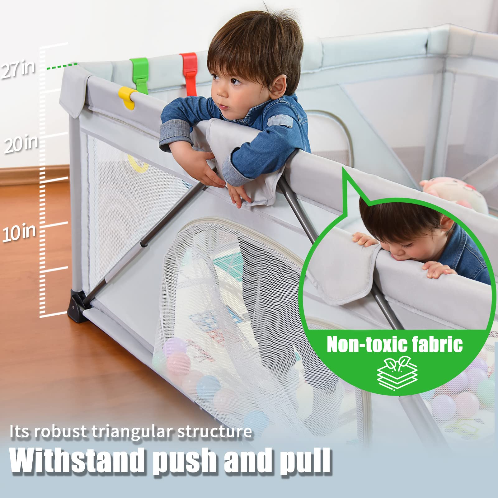 Heyo.Ja Large Foldable Baby Playpen with Gate - 59