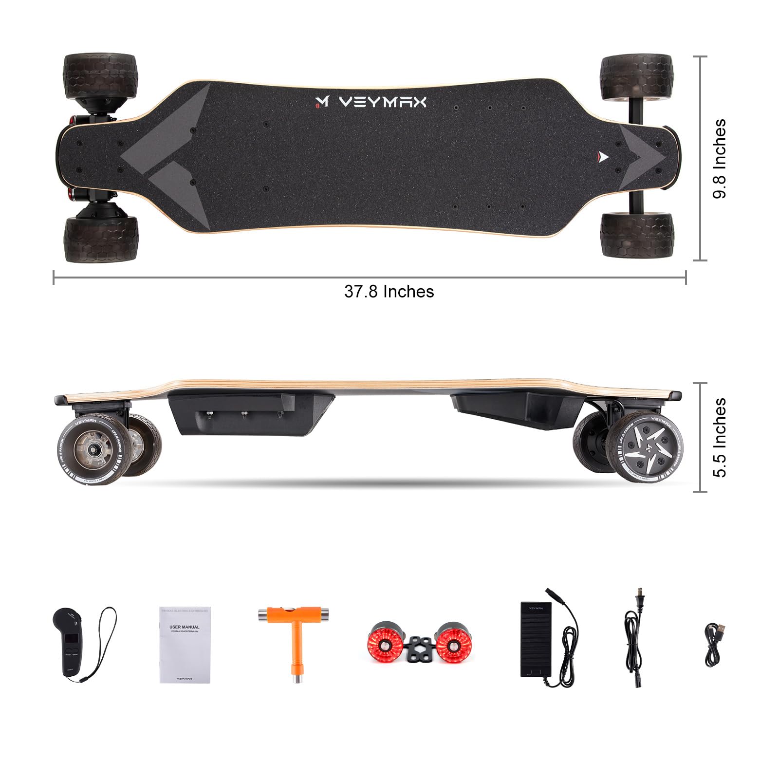 X4/Cejour Electric Skateboard with Remote Control - 29 MPH Max Speed, 1100W Hub Motor - Adult & Teen Beginner Friendly Electric Longboard - Perfect for Commuting, Campus Travel & Outdoor Adventures