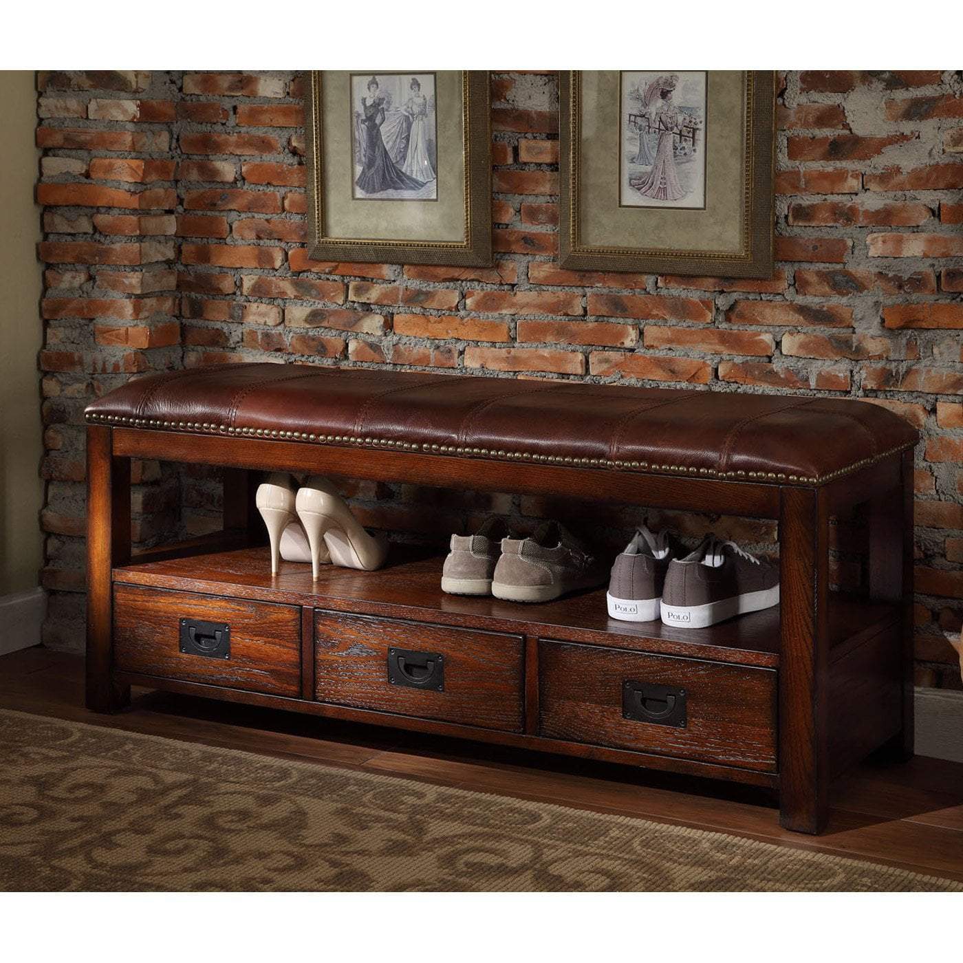All Things Cedar Entryway Storage Bench - Rustic Wooden Shoe Bench with Hidden Storage for Entryway, Hallway & Mudroom Organization