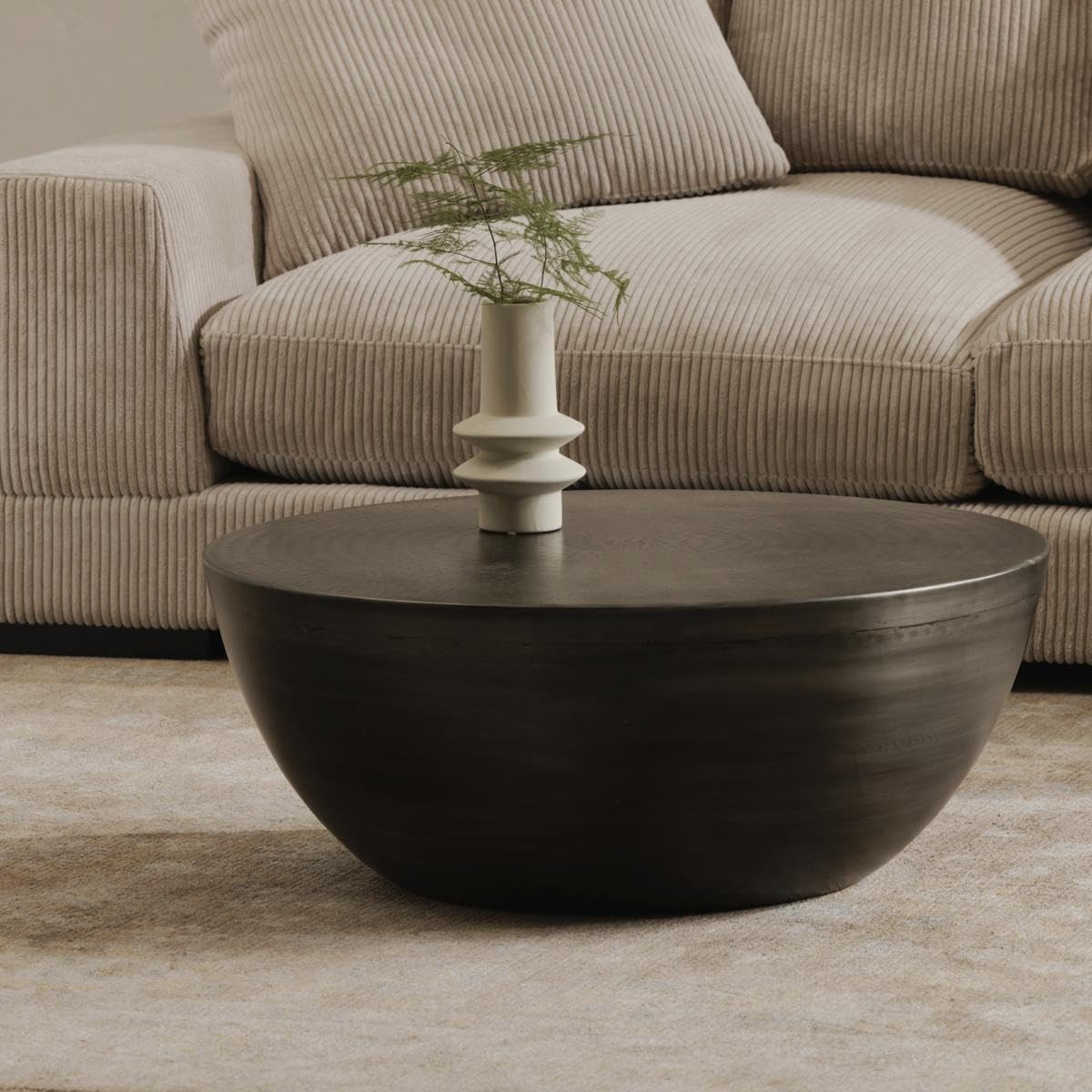 Moe's Home Collection Conga Coffee Table - Antique Zinc Finish, Modern Living Room Centerpiece for Home Decor & Entertainment Spaces