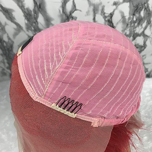 Dark Red Short Straight Bob Wigs Human Hair Lace Front Wigs 13X4 For Black Women - Brazilian Virgin Hair Remy Silky Bob Wigs 10 Inch 150% Density - Perfect for Daily Wear, Cosplay & Fashion Styling