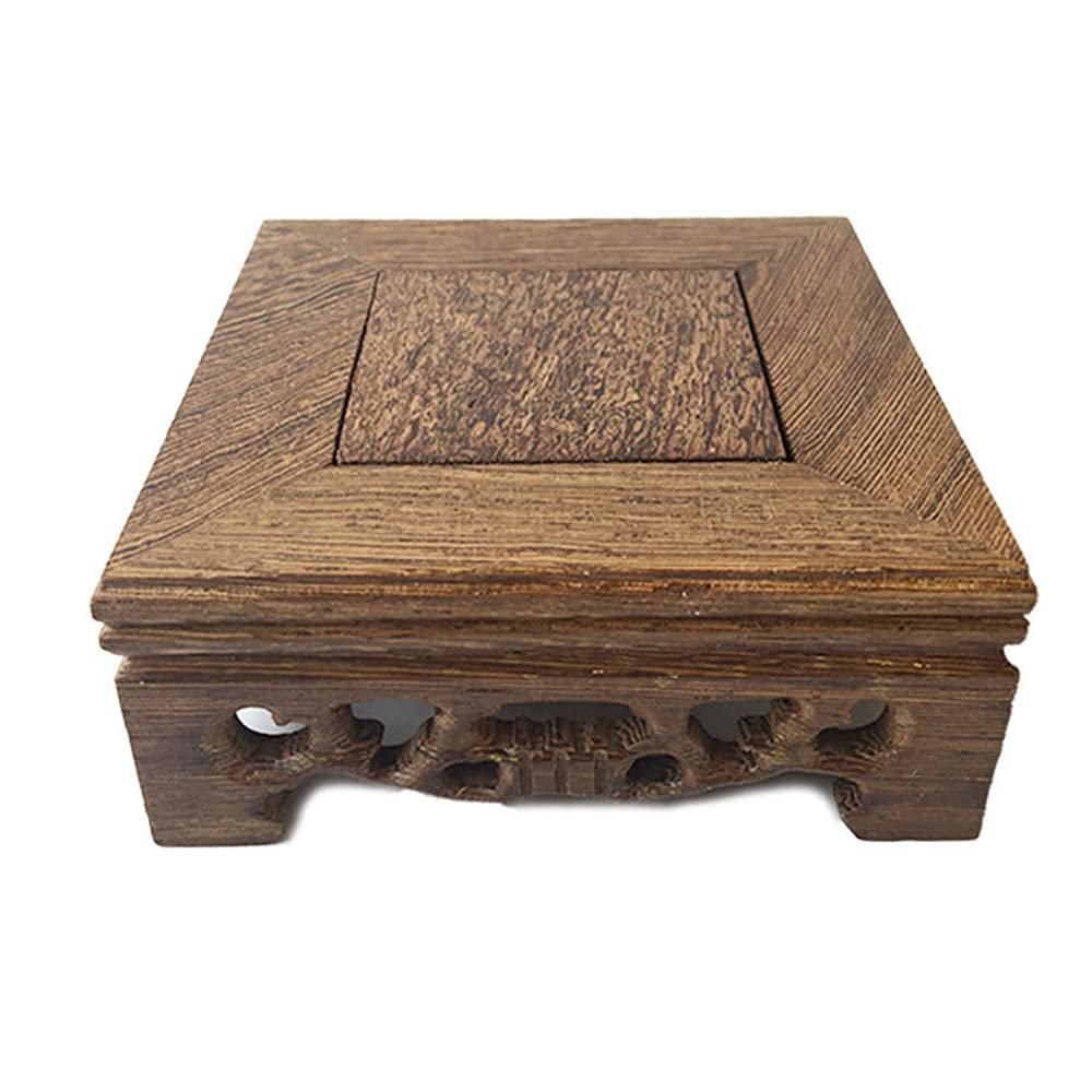 GOLDY&WENDY Solid Wood Square Display Stand - Handcrafted Chicken Wing Wood Pedestal for Home Decor, Antique Showcase & Museum Display | Perfect for Oriental Furniture, Collectibles & Art Exhibition