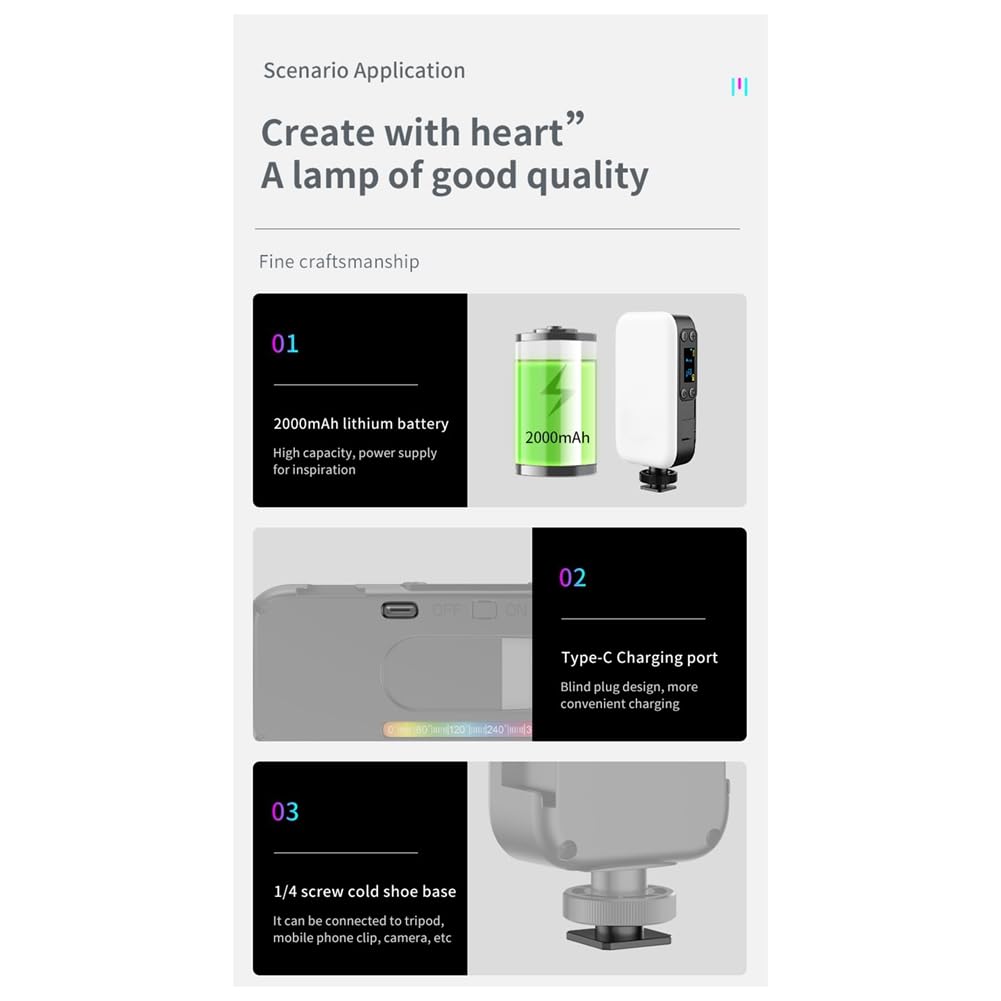 Wiianoxd LED Photography Lights - RGB Fill Light with Phone Stand for Live Streaming & Content Creation