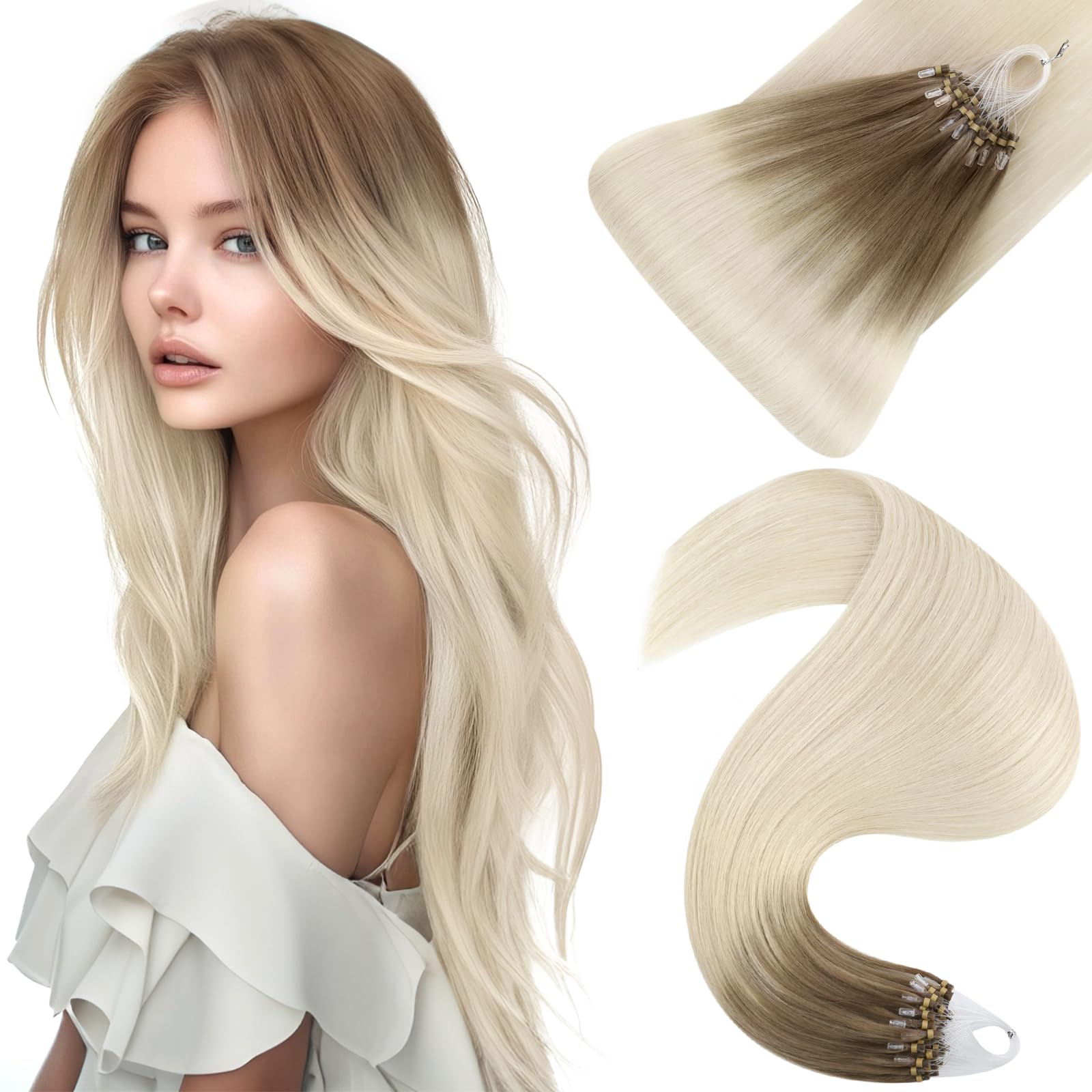 Easyout Blonde Micro Bead Hair Extensions 16