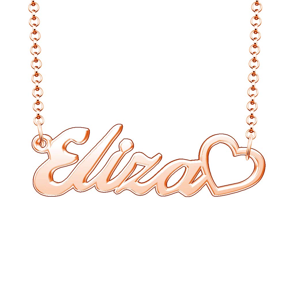 Personalized Rose Gold Plated Heart Pendant Necklace with Custom Name - Perfect Gift for Anniversary, Valentine's Day & Mother's Day Jewelry