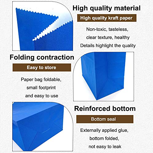 KEYYOOMY 100-Pack Mini Royal Blue Paper Bags - 3.5x2.4x7.1 Inch Small Party Favor Bags for Birthday, Wedding, Baby Shower & Holiday Gift Wrapping