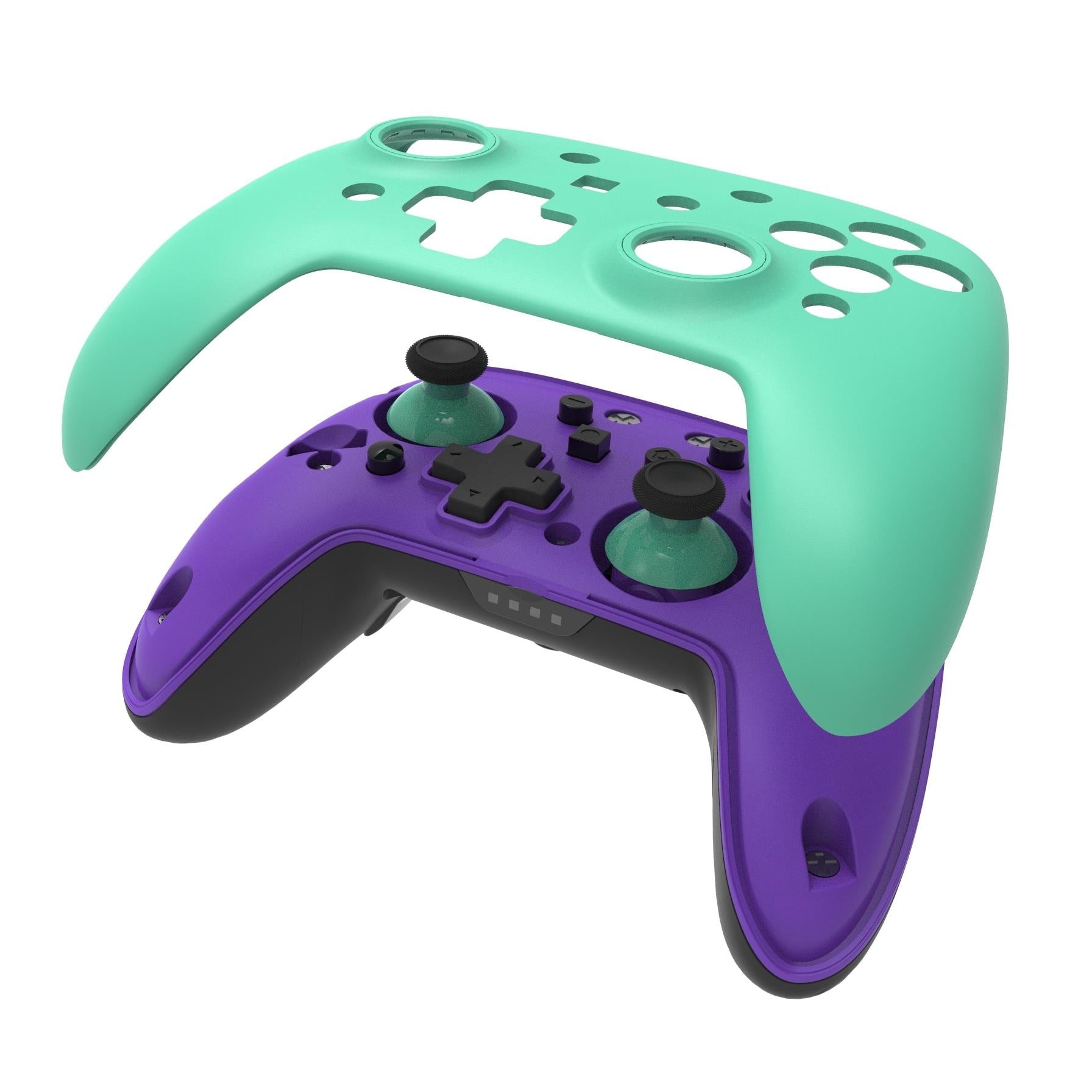 3rd Earth Wireless Switch Controller with Interchangeable Face Plates (Purple & Teal) - Compatible with Nintendo Switch/OLED/Lite, Ergonomic Design for Gaming at Home or Travel
