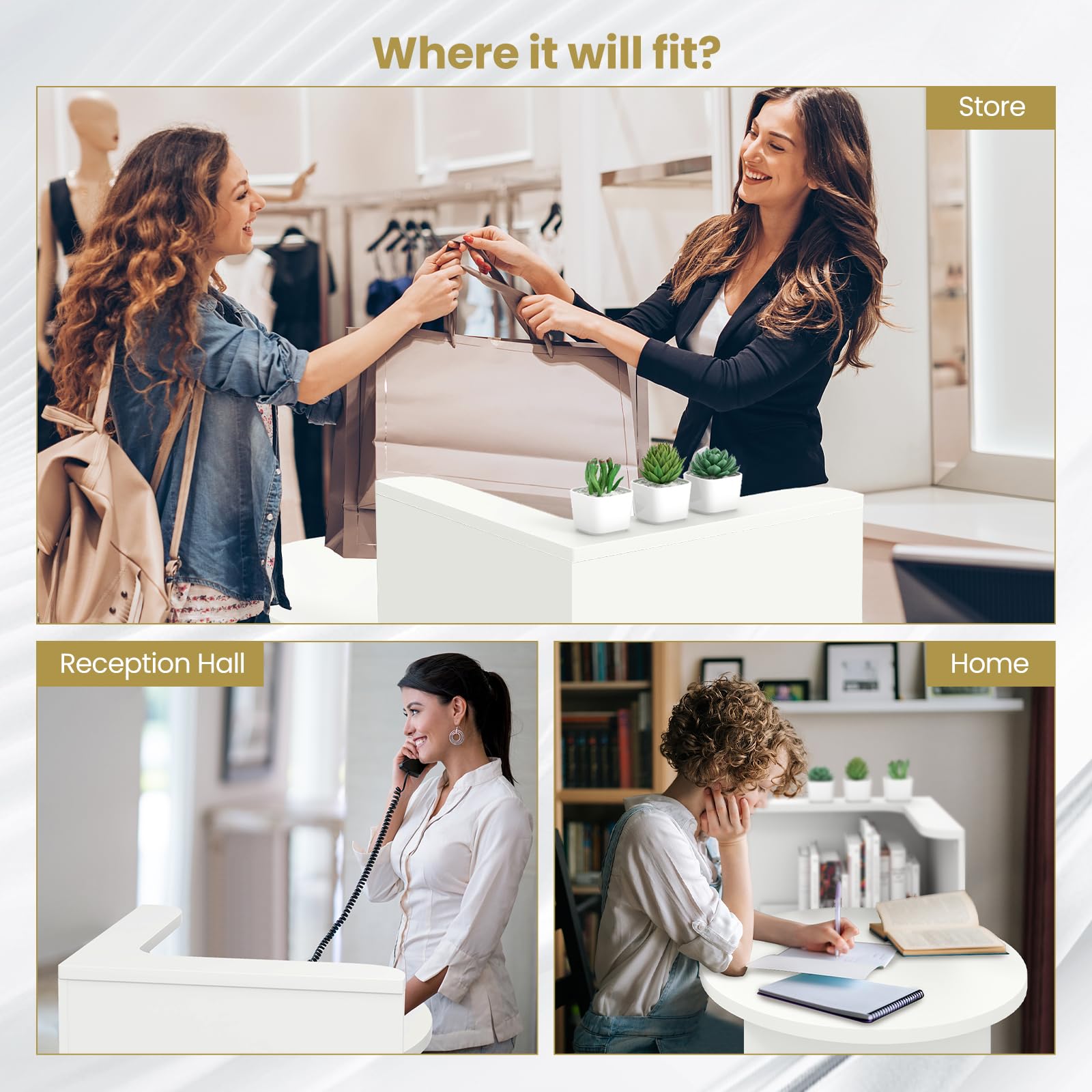Giantex Reception Desk with Lockable Drawer - 63