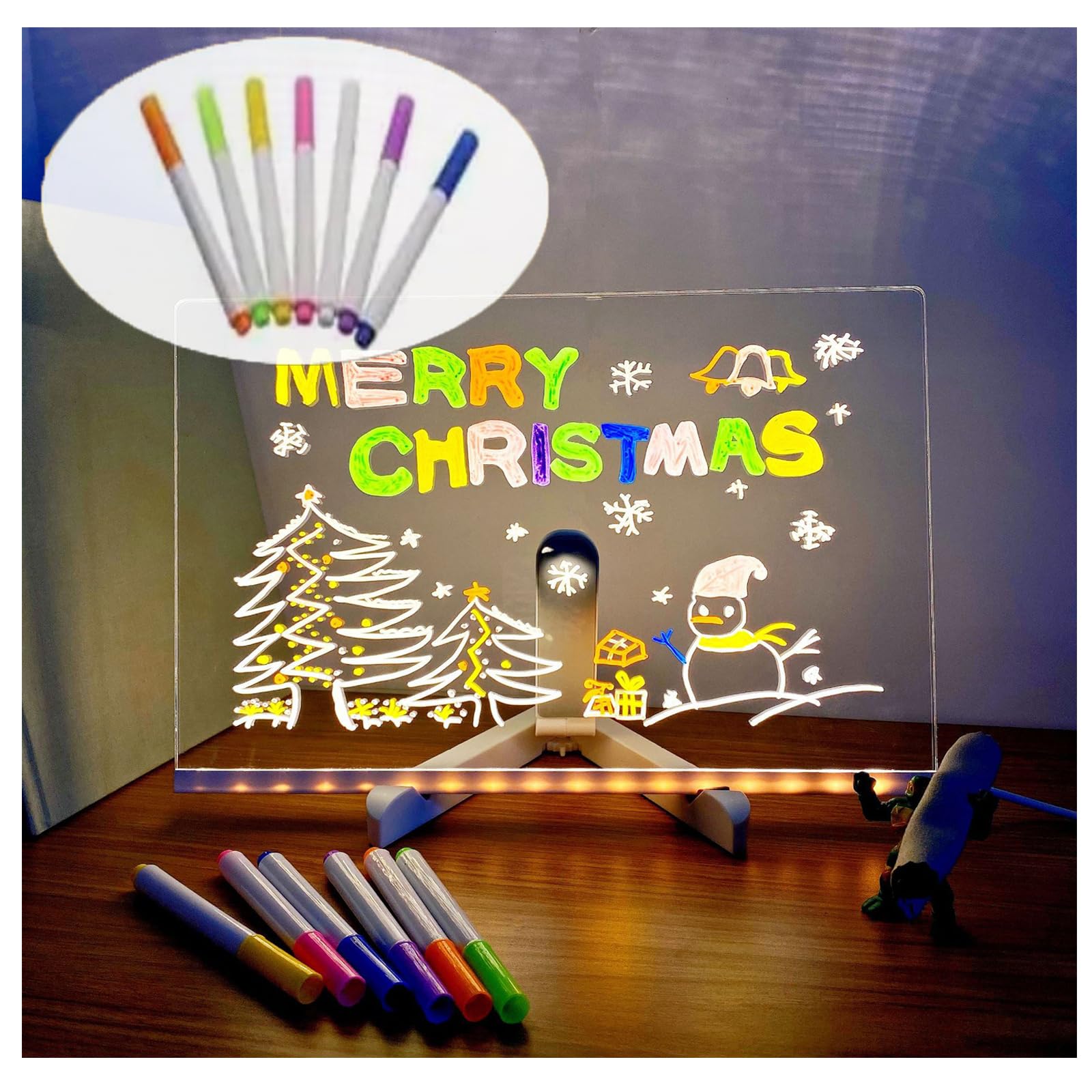 Turbo Breeze LED Light-Up Drawing Board - 30x20cm Erasable Writing & Sketching Pad for Kids & Adults with Night Light - Perfect for Home, Office, Travel & Creative Play