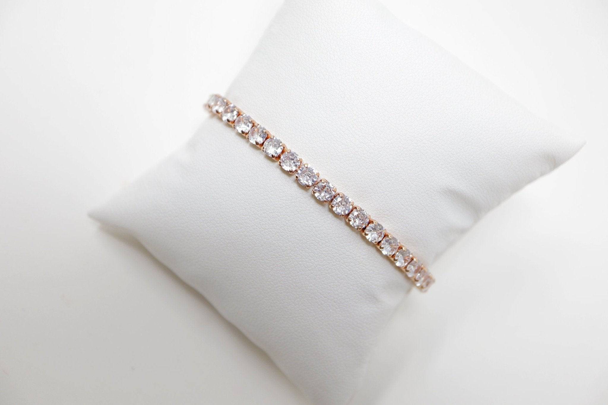 Cubic Zirconia Red Diamond Crystal Bracelet - Elegant Diamond Bracelet for Women | Perfect Bridal Jewelry & Bridesmaid Gift | Statement Piece for Weddings, Parties & Special Occasions