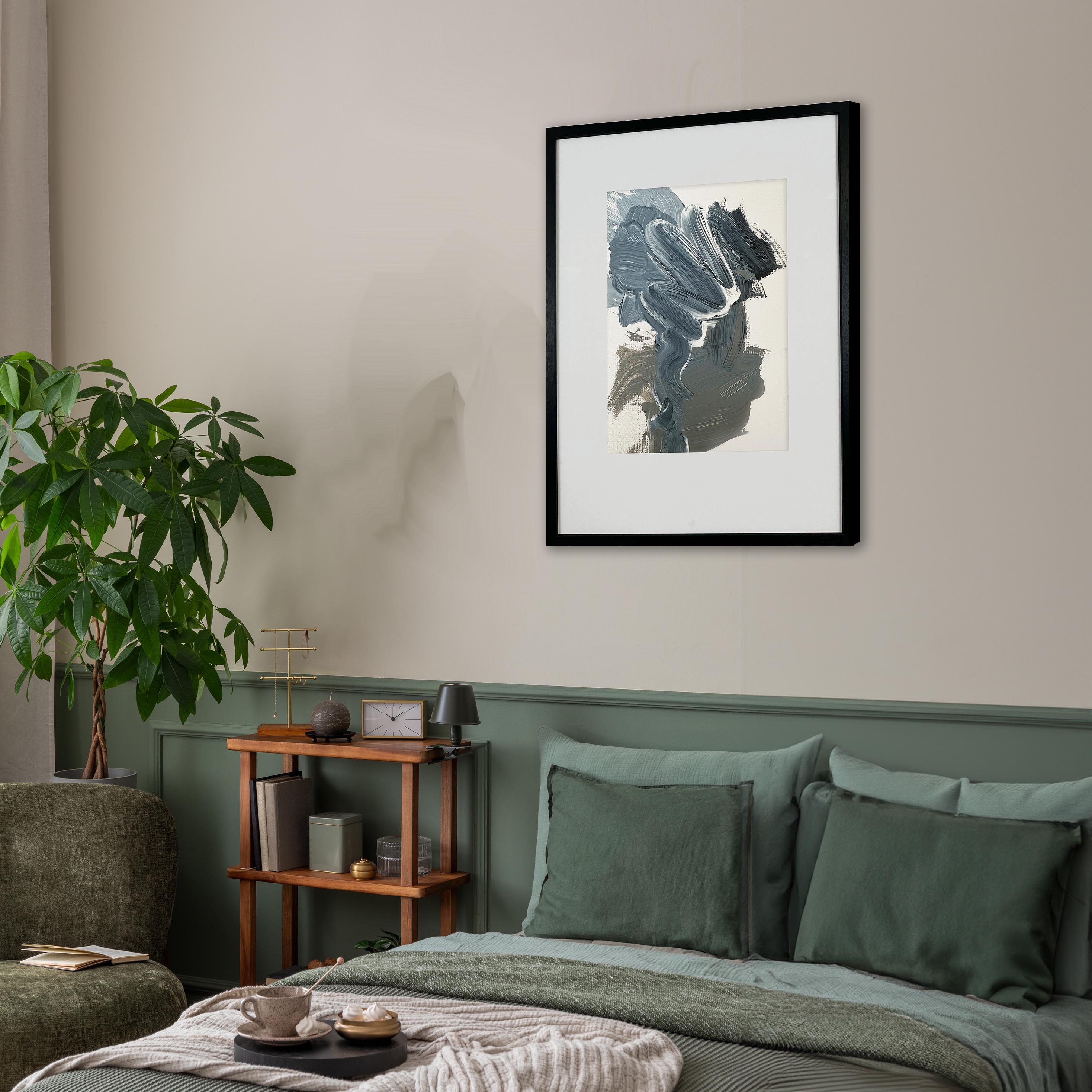Smoke Rises Framed Wall Art Painting - Modern Abstract Canvas Artwork for Living Room, Bedroom & Office Decor