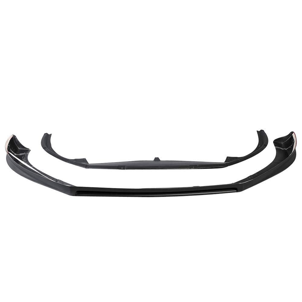 IKON MOTORSPORTS Black PU Front Bumper Lip Spoiler Splitter for 2009-2012 Volkswagen CC - Euro Style Design for Enhanced Aerodynamics & Sporty Look - Perfect for Car Enthusiasts & Street Racing Upgrades