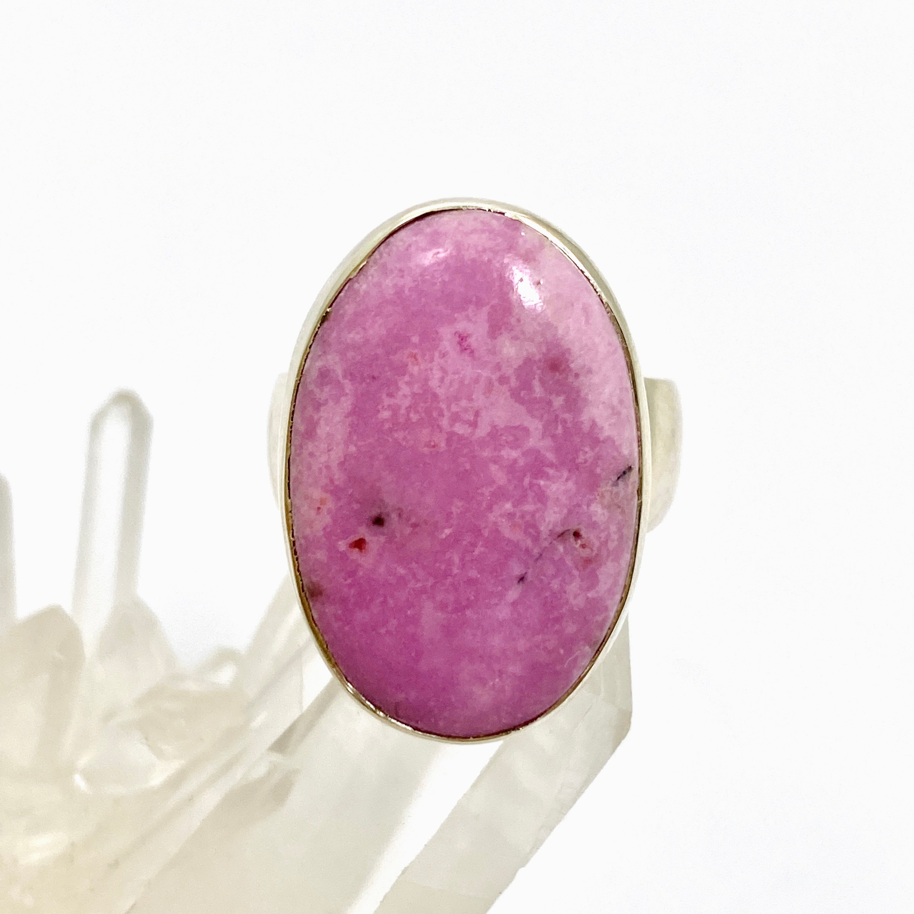 Natural Cobalt Calcite Oval Cabochon Ring - Size 8 - KRGJ3396 - Handmade Gemstone Jewelry for Women - Perfect for Boho Fashion, Spiritual Healing & Gift Giving