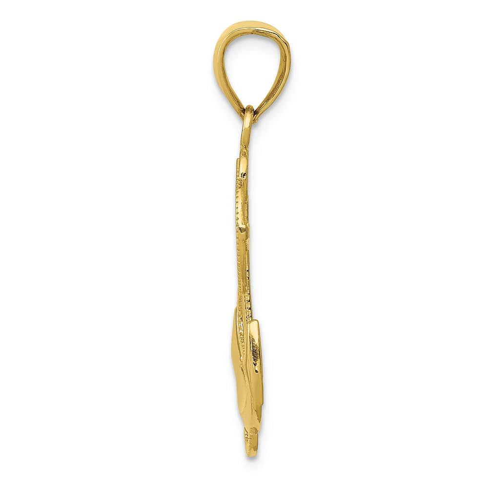 10K Yellow Gold Polished Anchor with Rope Charm Pendant Necklace - Perfect for Nautical Lovers, Sailors & Beach-Themed Jewelry Gifts