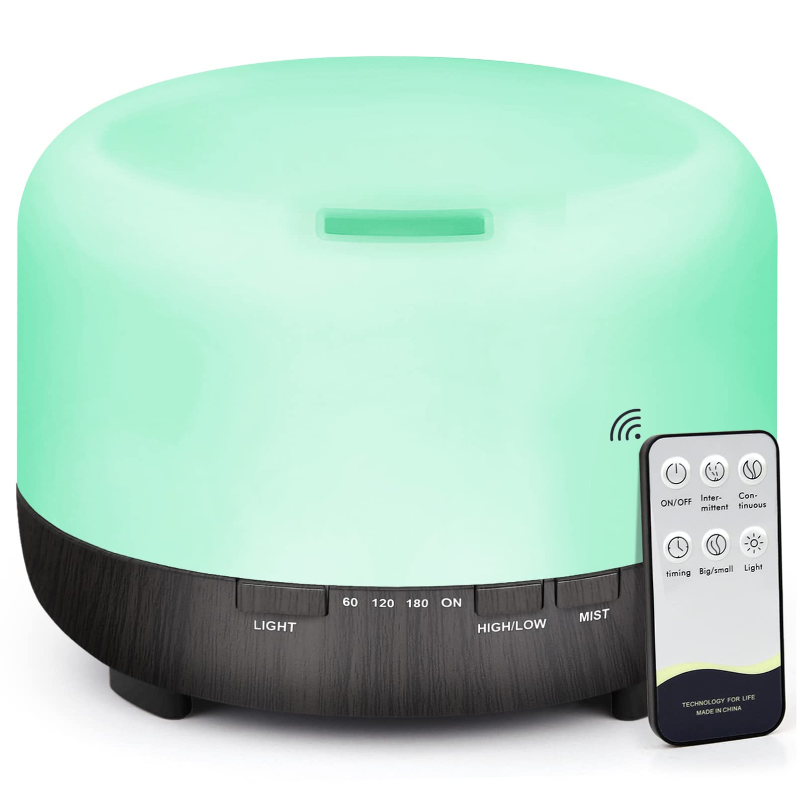 500ml Ultrasonic Essential Oil Diffuser with Remote Control - Large Room Aromatherapy Humidifier, Quiet Air Freshener with Timer for Bedroom, Office & Spa | Easy Clean Black Scent Vaporizer for Relaxation, Yoga & Home Decor