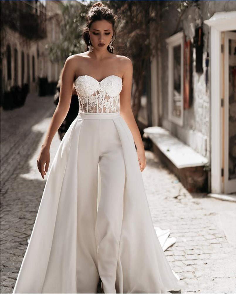 Honeydress Women's Strapless Sweetheart Jumpsuit Prom Dress with Waist Cloak Pants - Elegant Wedding Guest Dress in Champagne | Perfect for Formal Events, Evening Parties & Special Occasions