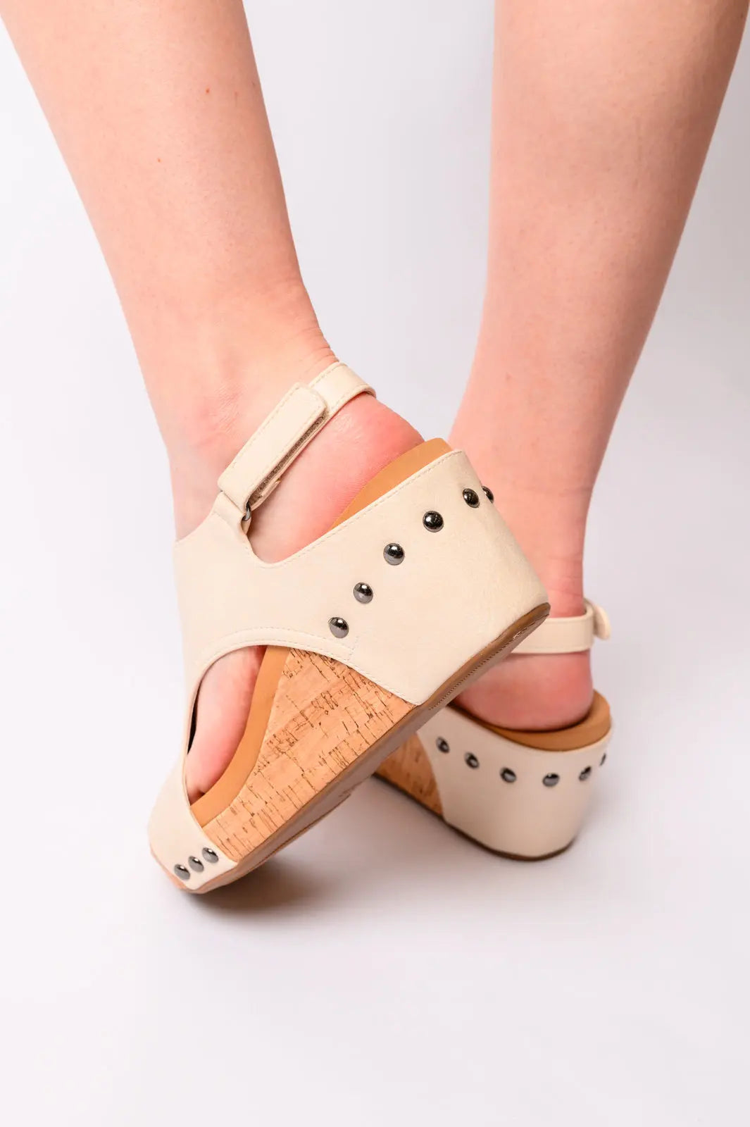 Carley Women's Comfortable Wedge Sandals in Cream - Stylish Summer Casual Shoes for Beach, Vacation & Everyday Wear