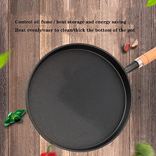 **26CM Flat-Bottomed Cast Iron Wok - Non-Stick Frying Pan for Eggs, Steak, Pancakes & Stir-Fry - Perfect for Home Cooking & Asian Cuisine**