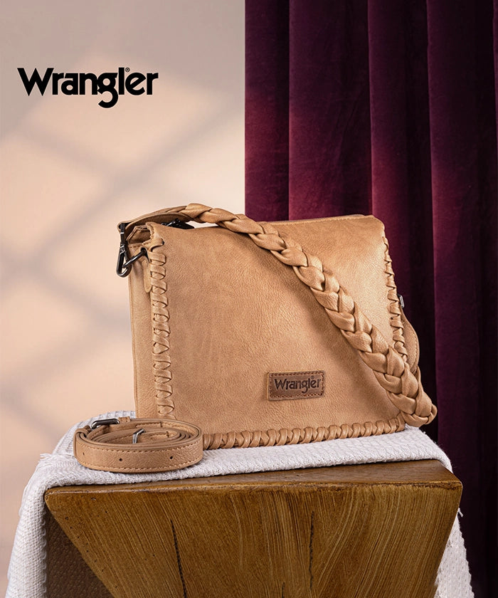 Wrangler Braided Crossbody Bag for Women - Stylish Leather Shoulder Purse with Adjustable Strap, Perfect for Travel, Shopping & Everyday Use