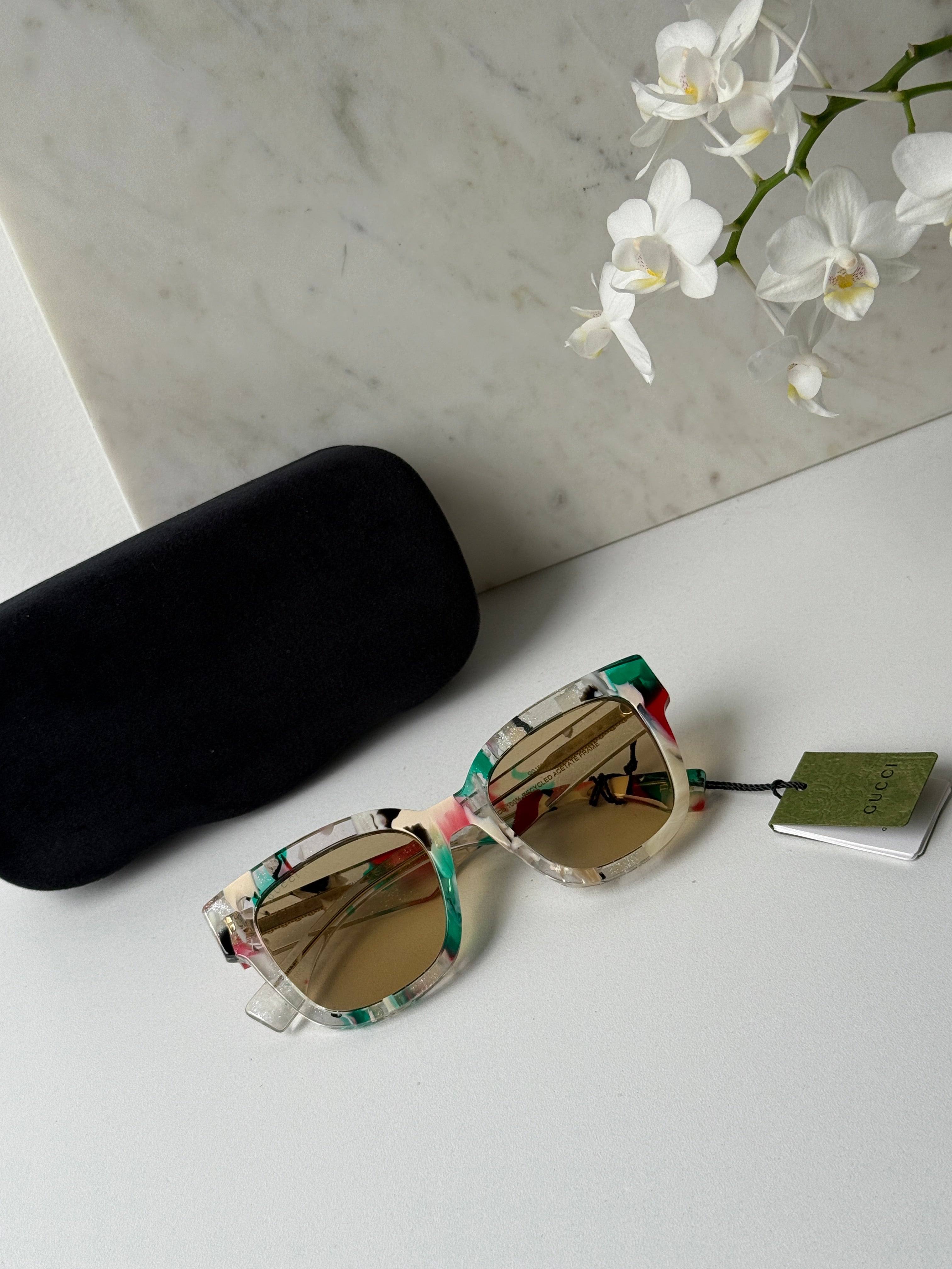 Gucci GG1624S Limited Edition Havana Clear Sunglasses for Women - UV Protection Luxury Fashion Shades for Beach, Driving & Outdoor Activities
