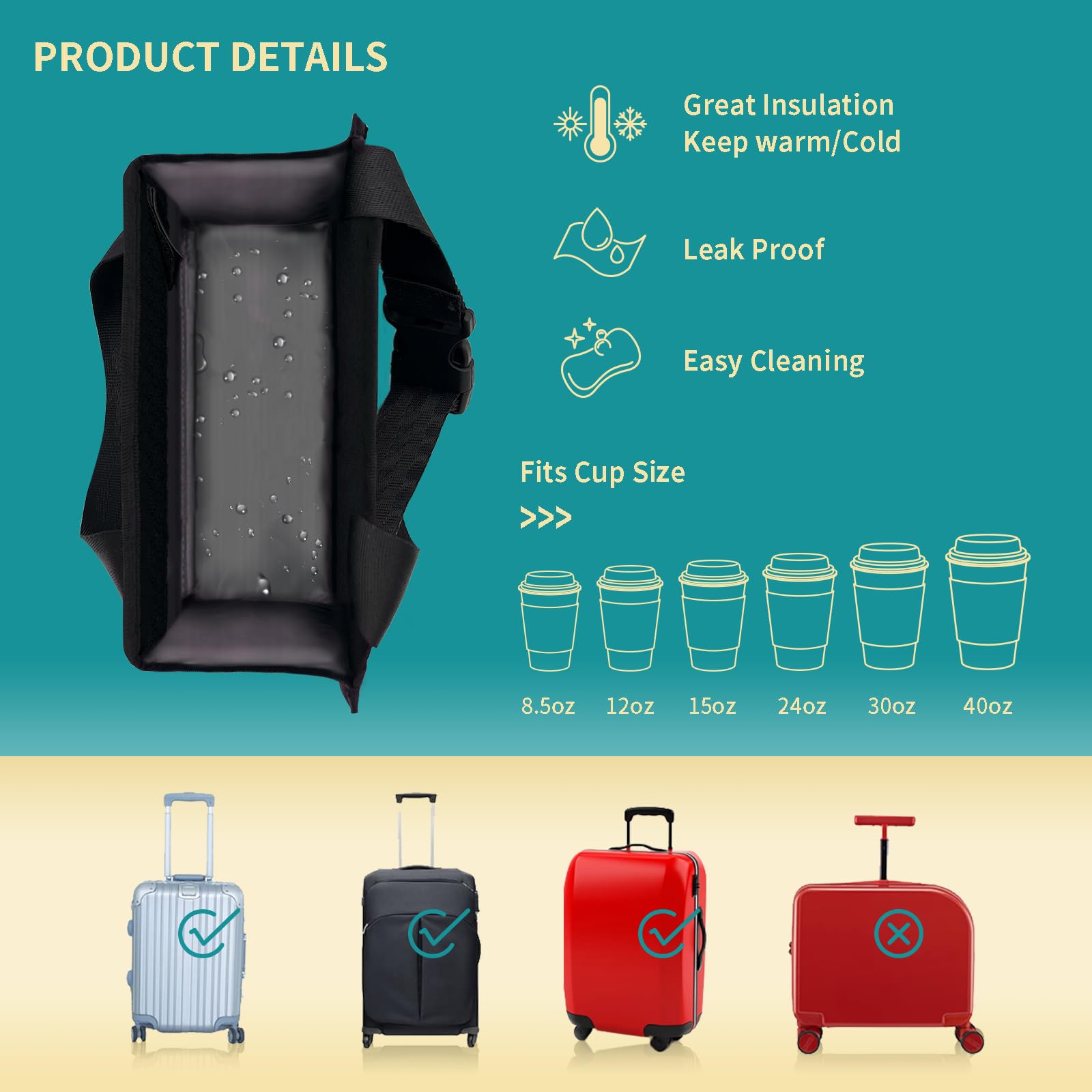 Multifunctional Luggage Cup Holder for Suitcases - Free Hands Drink Carrier with Universal Fit for Suitcase Handles, Travel Accessories (Pink) | Perfect for Airports, Road Trips & Business Travel