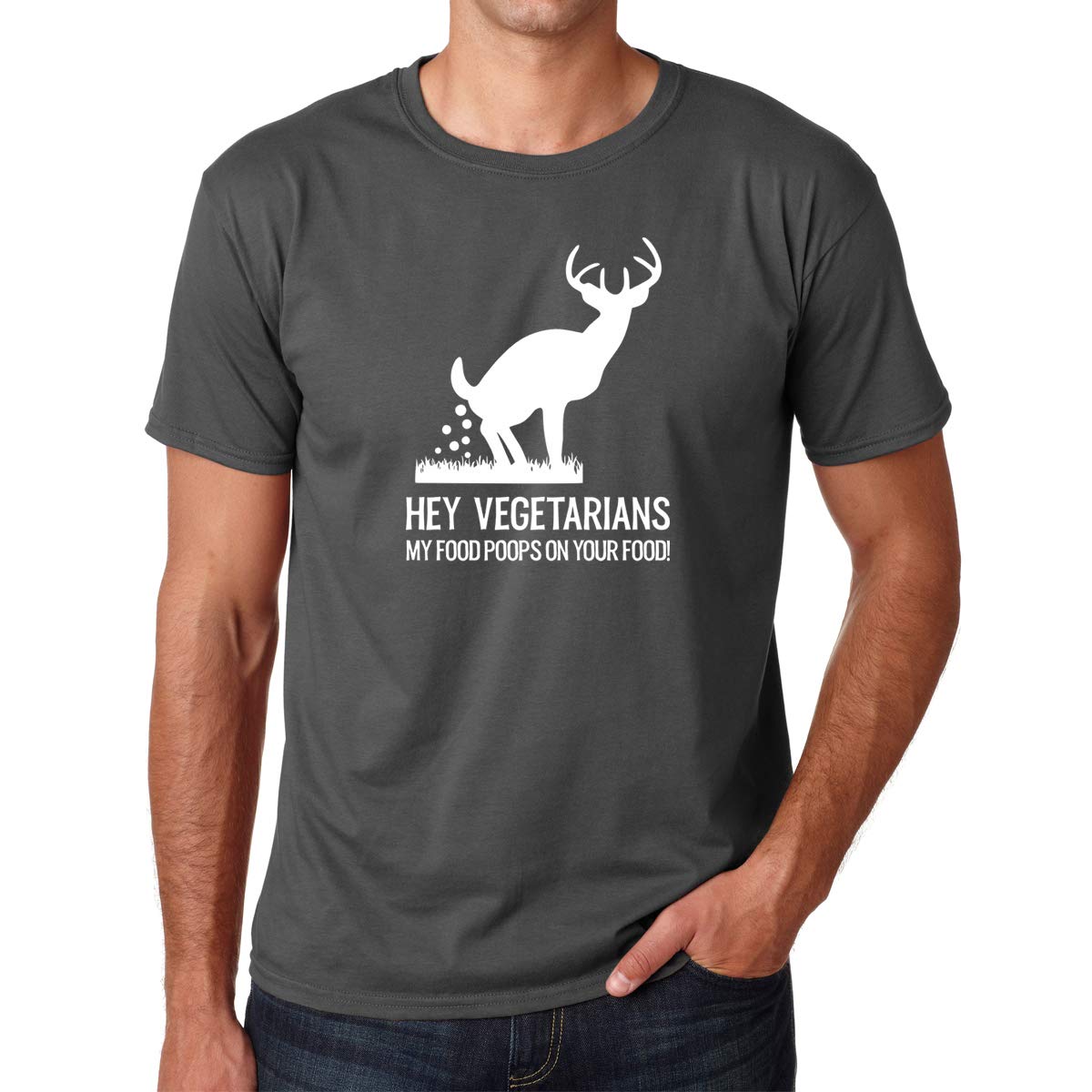 Vegetarian Sarcastic T-Shirt - Funny 'My Food Poops on Your Food' Men's Graphic Tee - Perfect for Vegan Jokes & Comedy Lovers