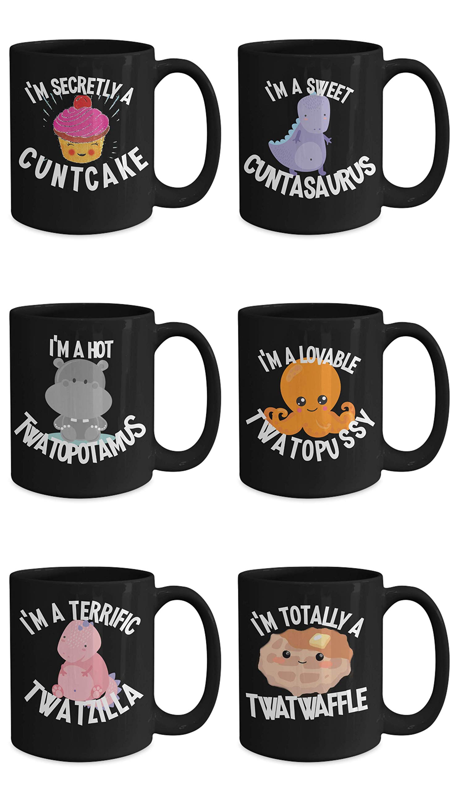 Funny Bachelorette Party Mug Set - Be a Cuntasaurus Twatwaffle Novelty Coffee Cup Gift for Women, Best Friend Birthday Present - Perfect for Girls Night Out & Humorous Gifts