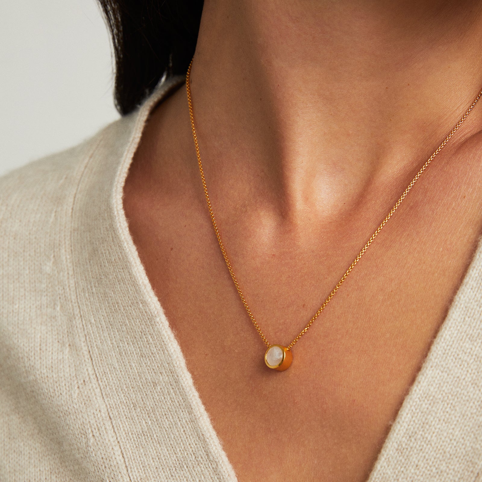 Rainbow Moonstone Sterling Silver Signature Midi Pendant Necklace for Women - Elegant Boho Jewelry Gift for Birthday, Anniversary & Special Occasions