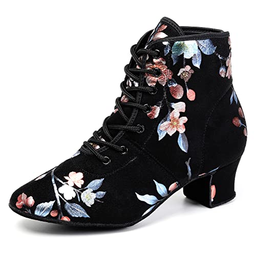 Black&flower-suede Sole-5cm Heel