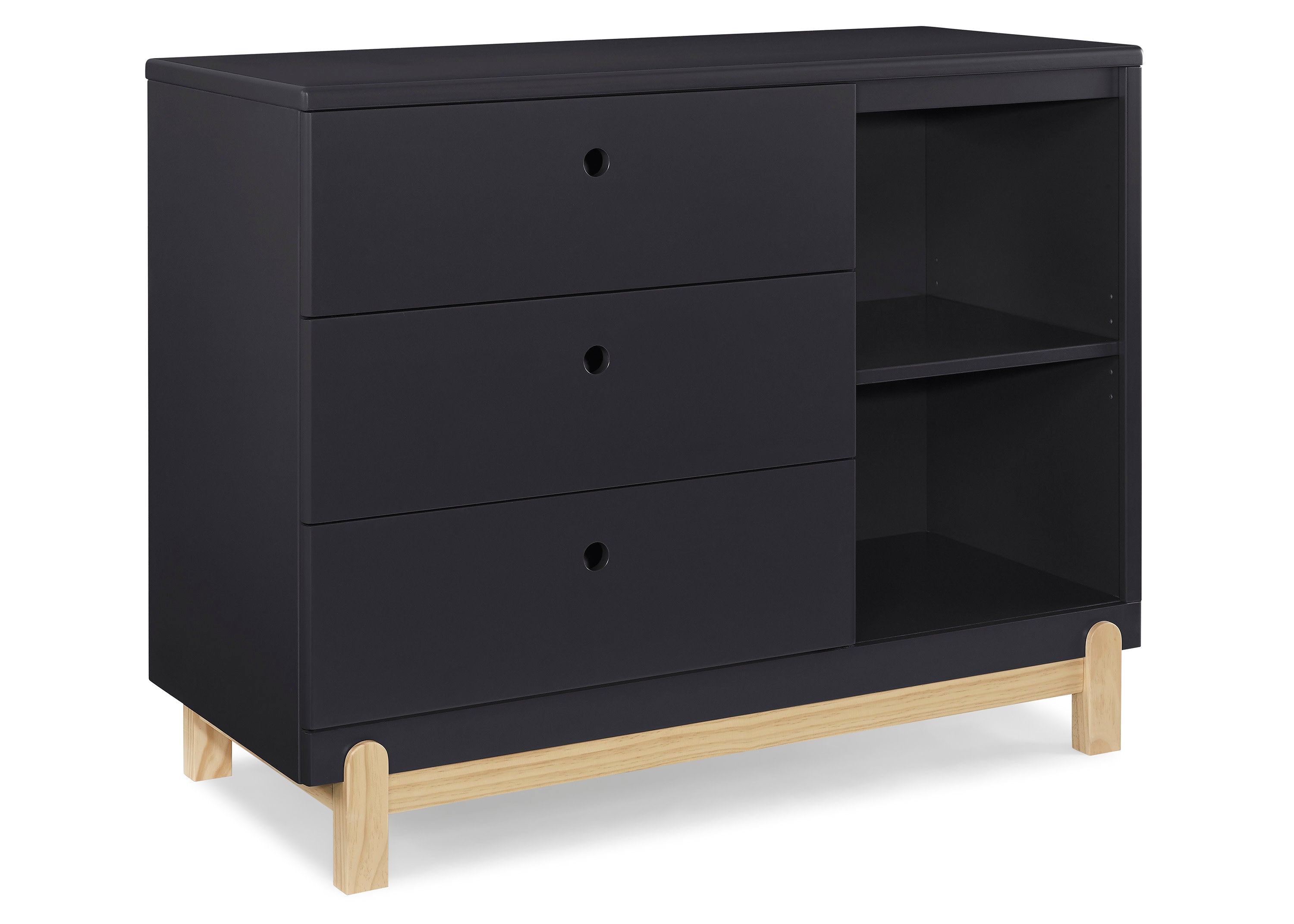 Poppy 3 Drawer Dresser with Cubbies - Modern Wooden Storage Cabinet for Bedroom, Nursery & Kids Room Organization - Perfect for Clothes, Toys & Accessories