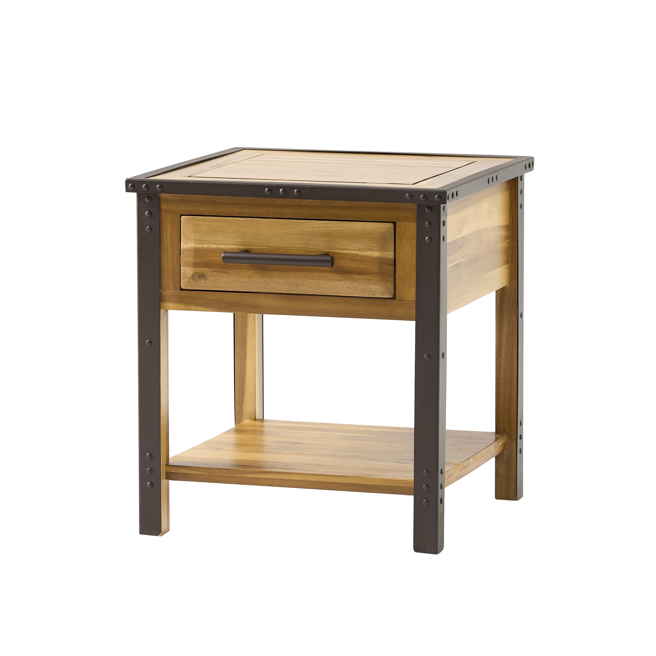 Christopher Knight Home Luna Acacia Wood One Drawer End Table, Natural Stain - Stylish Nightstand for Bedroom, Living Room & Office Furniture