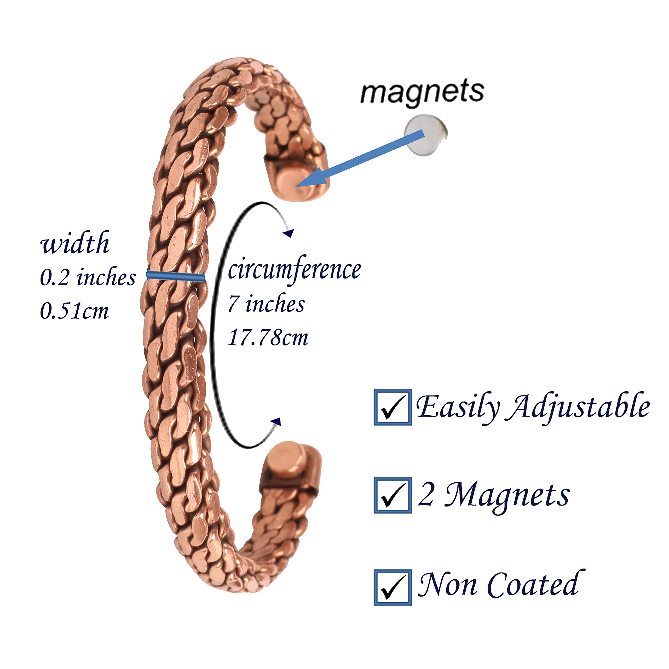 Touchstone Tibetan Style Copper Bracelet - Hand Forged Solid High Gauge Copper Cuff Jewelry for Women & Men - Multiple Design Options - Perfect for Yoga, Meditation & Spiritual Healing