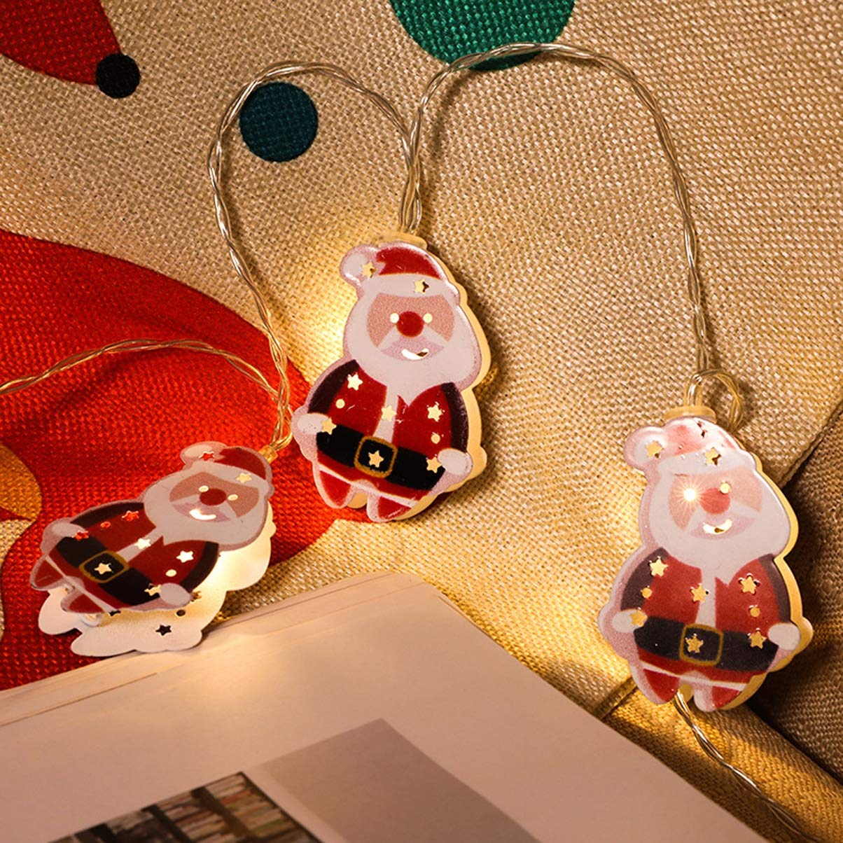 MRKSMS Christmas LED String Lights - 3M/4.5M Battery/USB Powered Santa Claus Iron Painted Decorative Lights for Indoor/Outdoor, Tent, Room, Birthday Party & Holiday Decor (3m 20 Lights - Battery)