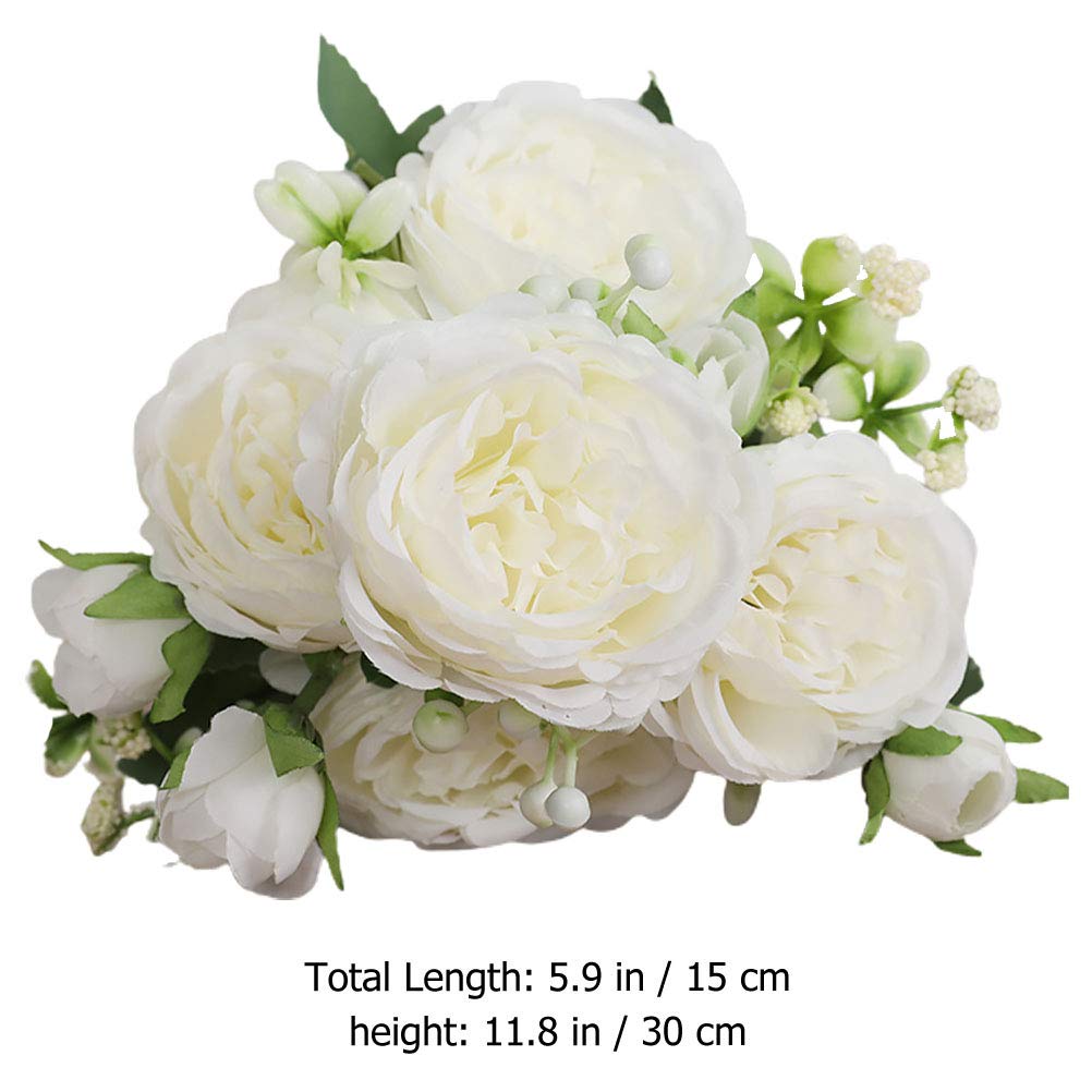 ABOOFAN 1pc White Artificial Silk Rose Bouquet - Realistic Fake Roses for Wedding, Banquet & Photo Props - Perfect for Romantic Decor, Home Centerpieces and Special Occasions