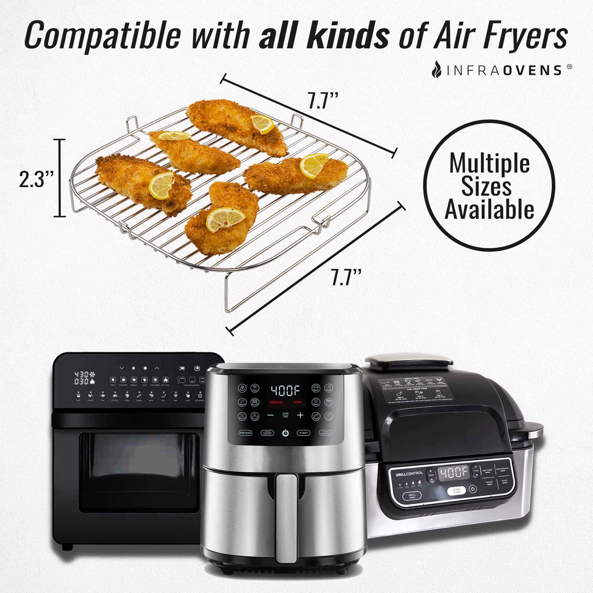 12-Piece Air Fryer Accessories Set with Rack, Grill Pan & Cheat Sheet - Compatible with Ninja, Gourmia, Instant Pot, Philips & More - Perfect for Cooking, Baking & Meal Prep in Square Air Fryer Baskets