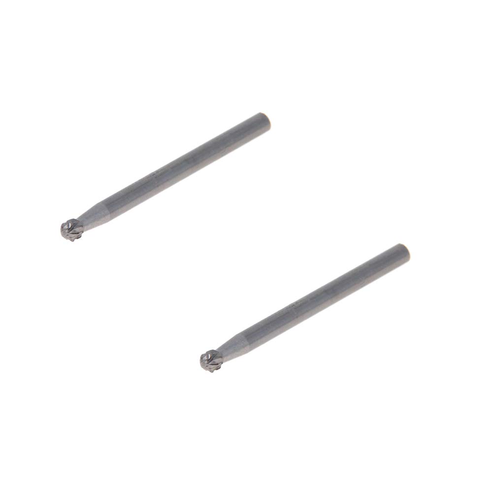Utoolmart Tungsten Carbide Rotary Files - 3mm Shank Double Cut Spherical Burr Set (2pcs) for Wood, Soft Metal Carving & Polishing | Perfect for Die Grinders, Drill Bits & DIY Projects