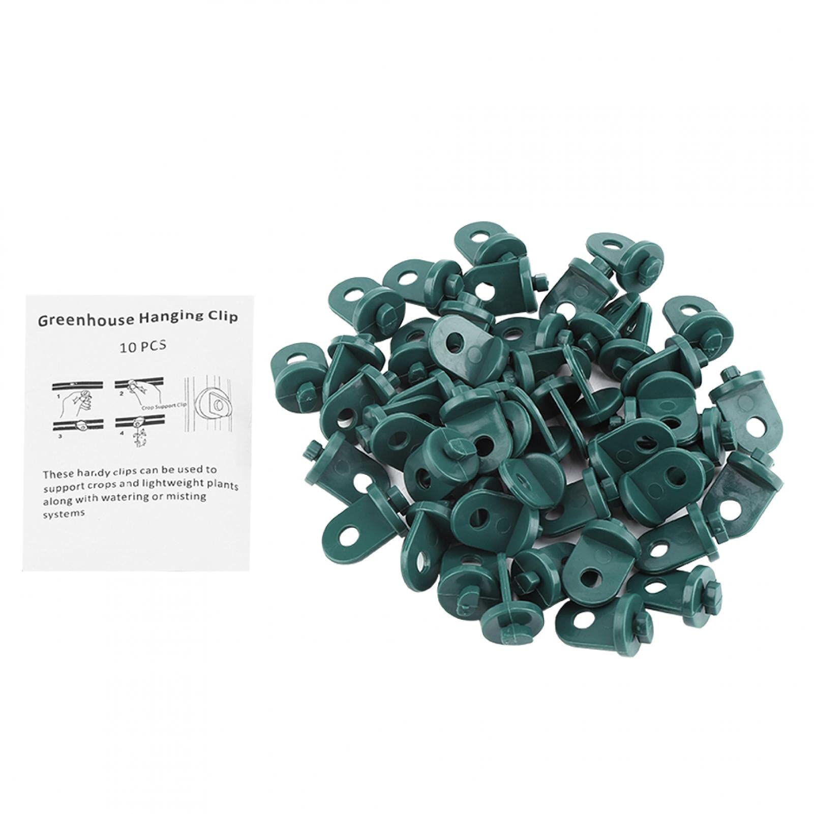 50 PCS Plastic Greenhouse Hooks - Heavy Duty Plant Hangers for Flowers, Vegetables & Vines | Durable Gardening Accessories for Indoor/Outdoor Greenhouses, Vertical Gardens & Home Planting (Green)
