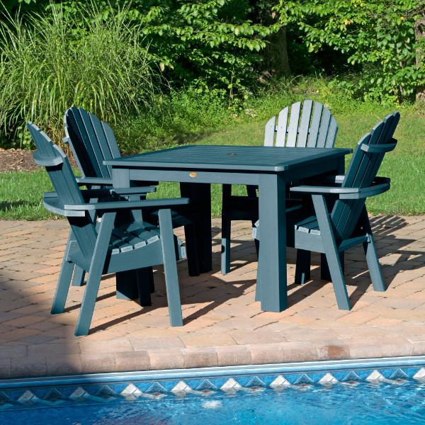 Hamilton Adirondack 5-Piece Square Outdoor Dining Set - Patio Furniture for Backyard, Garden, Deck & Poolside Dining