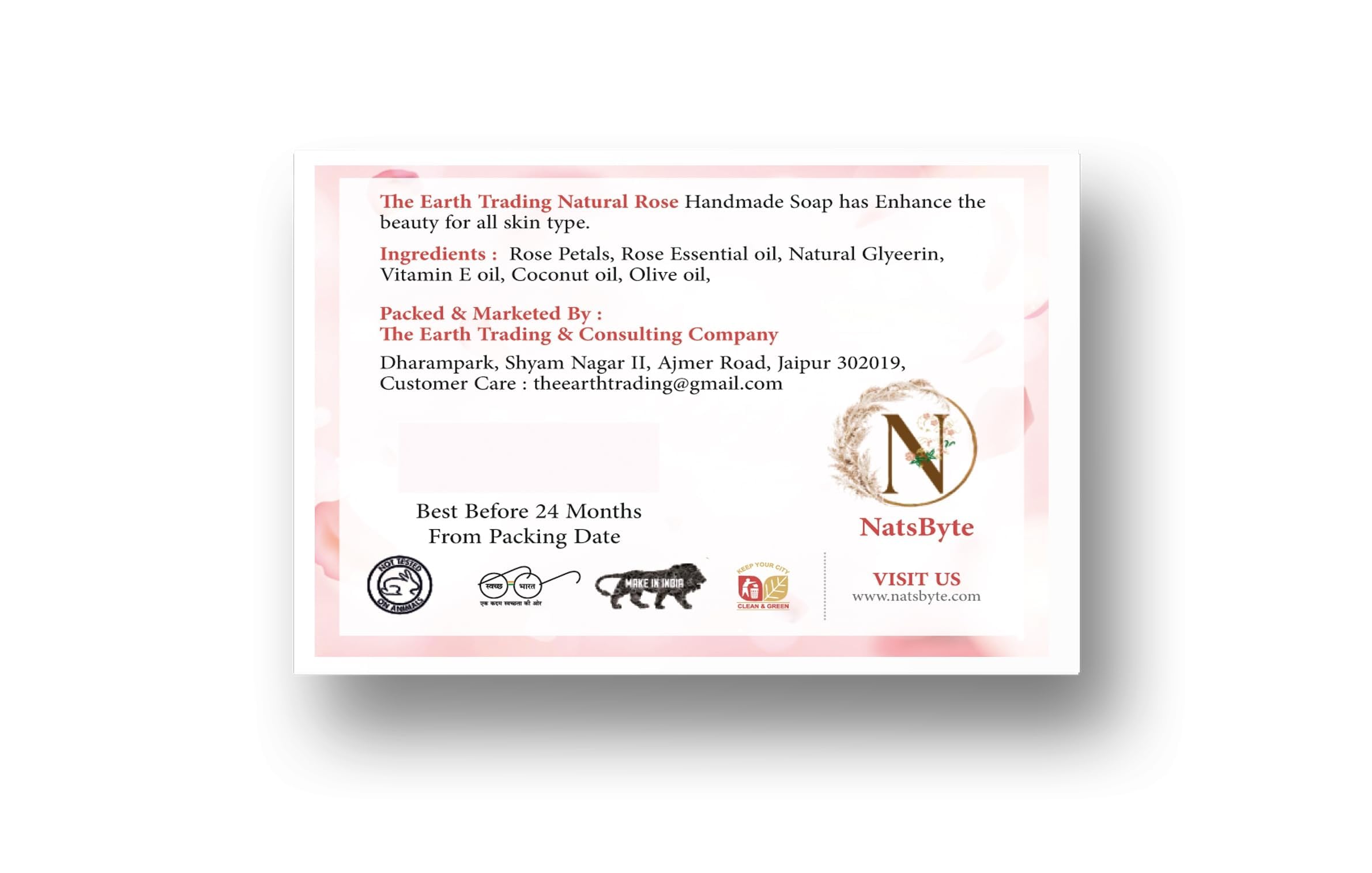 Organic Rose Bath Soap for Men & Women - 100% Natural Handmade Chemical-Free Skincare Soap Bar (Pack of 2) | Gentle Cleansing for Face & Body, Perfect for Sensitive Skin & Daily Relaxation