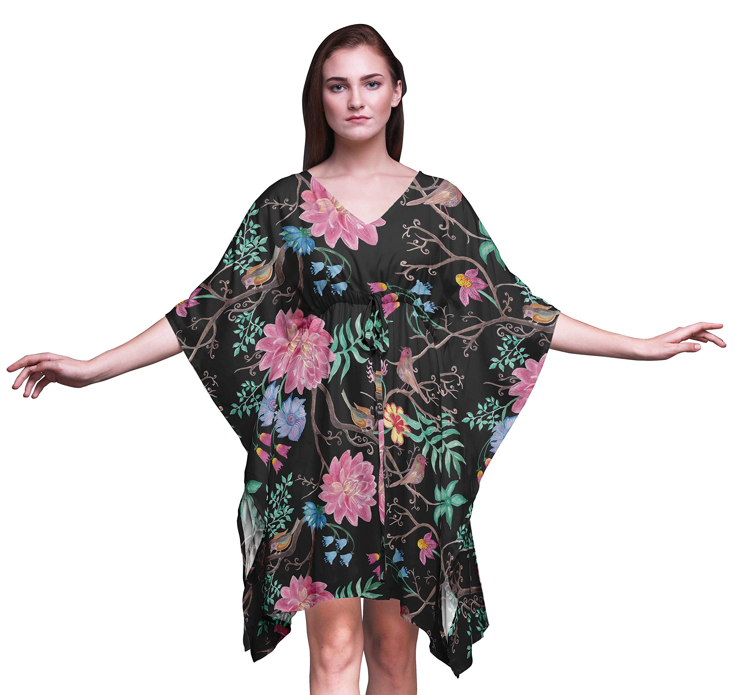 Bimba Short Caftan Midi Dress - Women's Beach Cover Up Swimwear Kaftan for Pool, Vacation & Summer Outfits