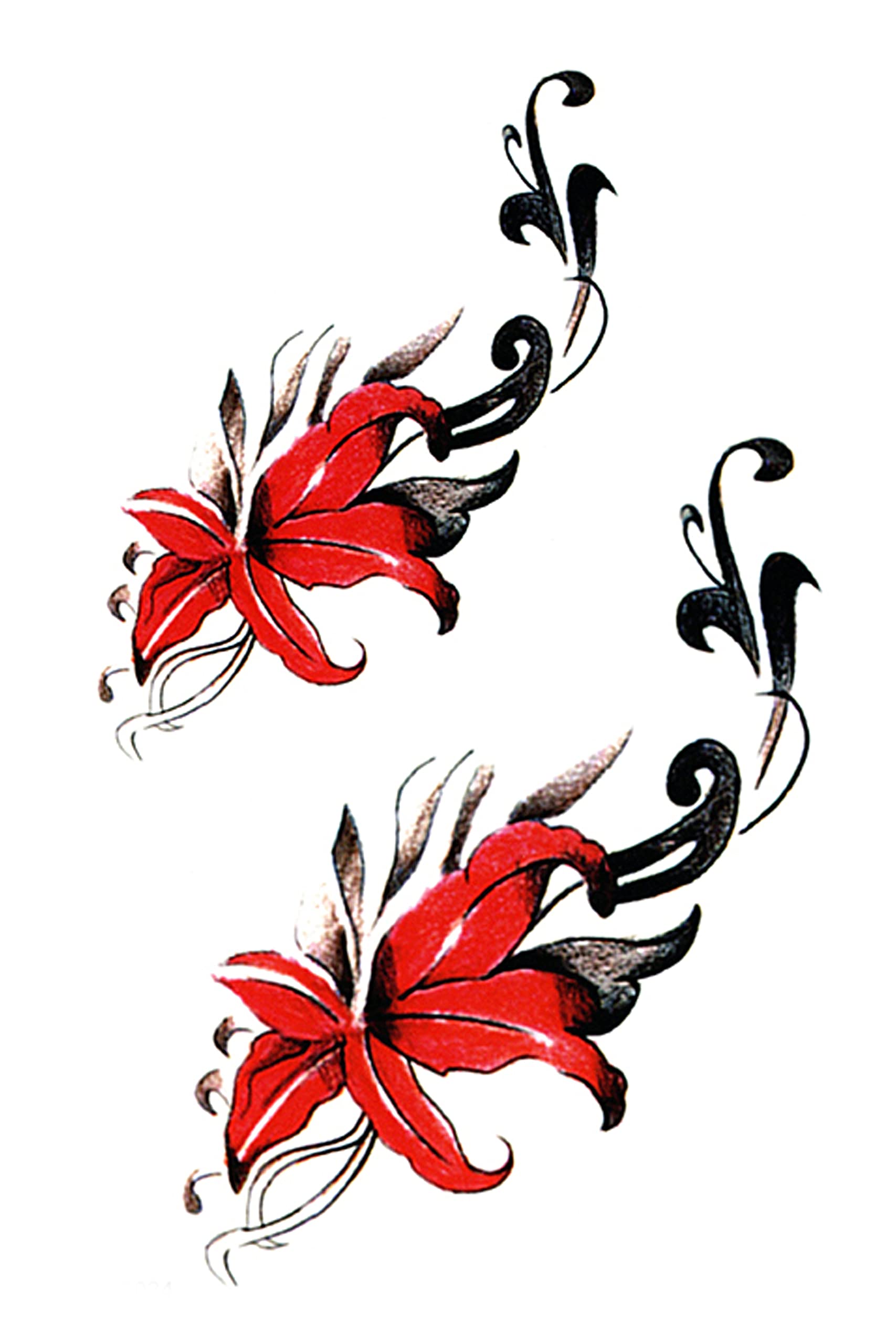 Realistic 3D Temporary Tattoo Stickers for Adults - Waterproof Fake Tattoos with Flowers, Butterflies, Stars & Gothic Designs (19x12cm) - Perfect for Halloween, Cosplay, Parties & Honeymoon Getaways - TBS-8034