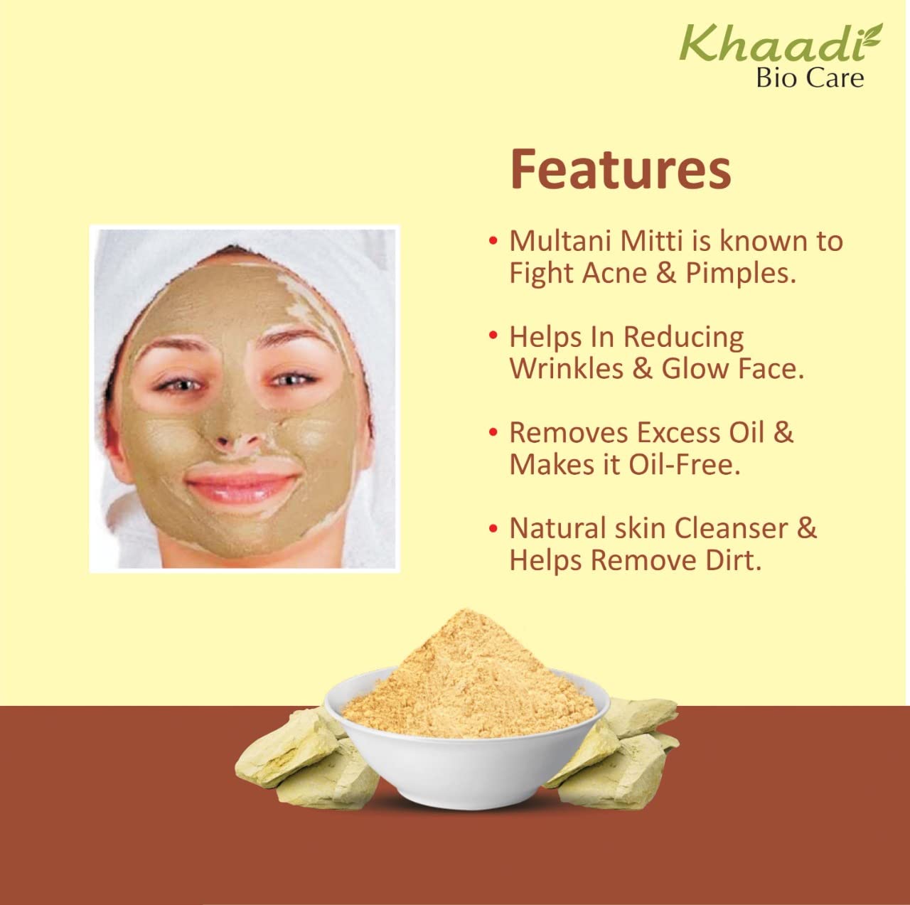 Khaadi Bio Care Organic Pure Multani Mitti (Fuller's Earth) 1KG Powder - 100% Natural Bentonite Clay for Face & Skin Care | Deep Cleansing, Acne Treatment, Oil Control | DIY Face Masks & Spa Treatments