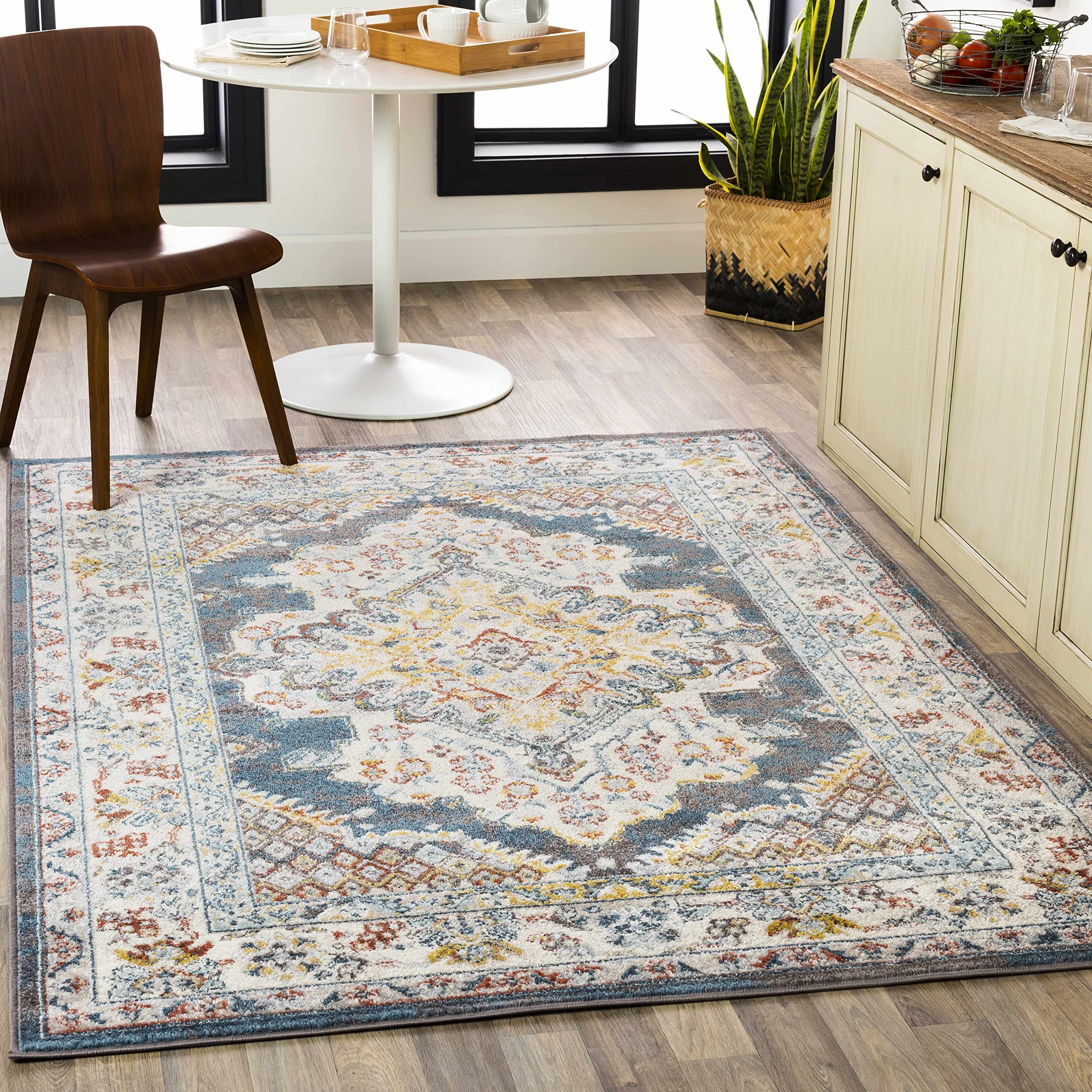 Millican Traditional Brown & Blue Area Rug 5'2