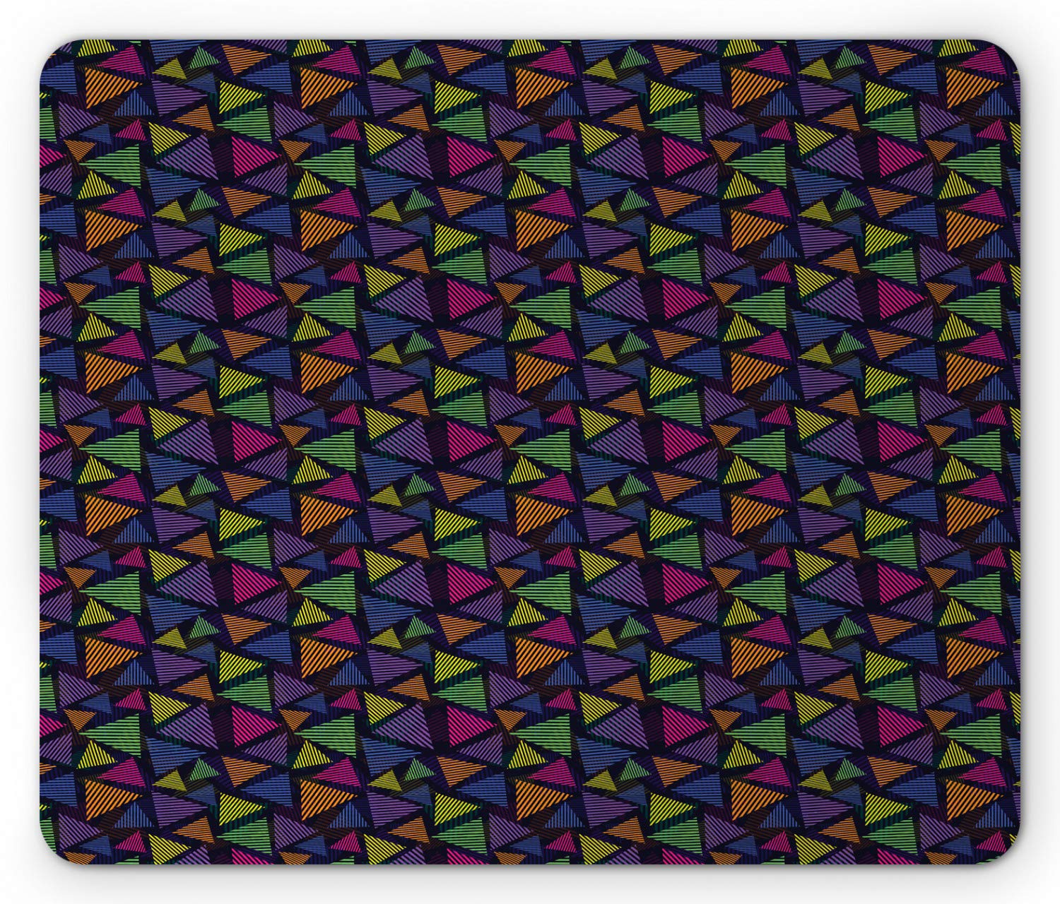 Ambesonne Colorful Striped Triangle Mouse Pad - Non-Slip Rubber Gaming Mousepad with Vibrant Geometric Patterns, Standard Size Rectangle Desk Mat for Office & Home Computer Setup - Perfect for Workstations, Gaming PCs and Laptop Users