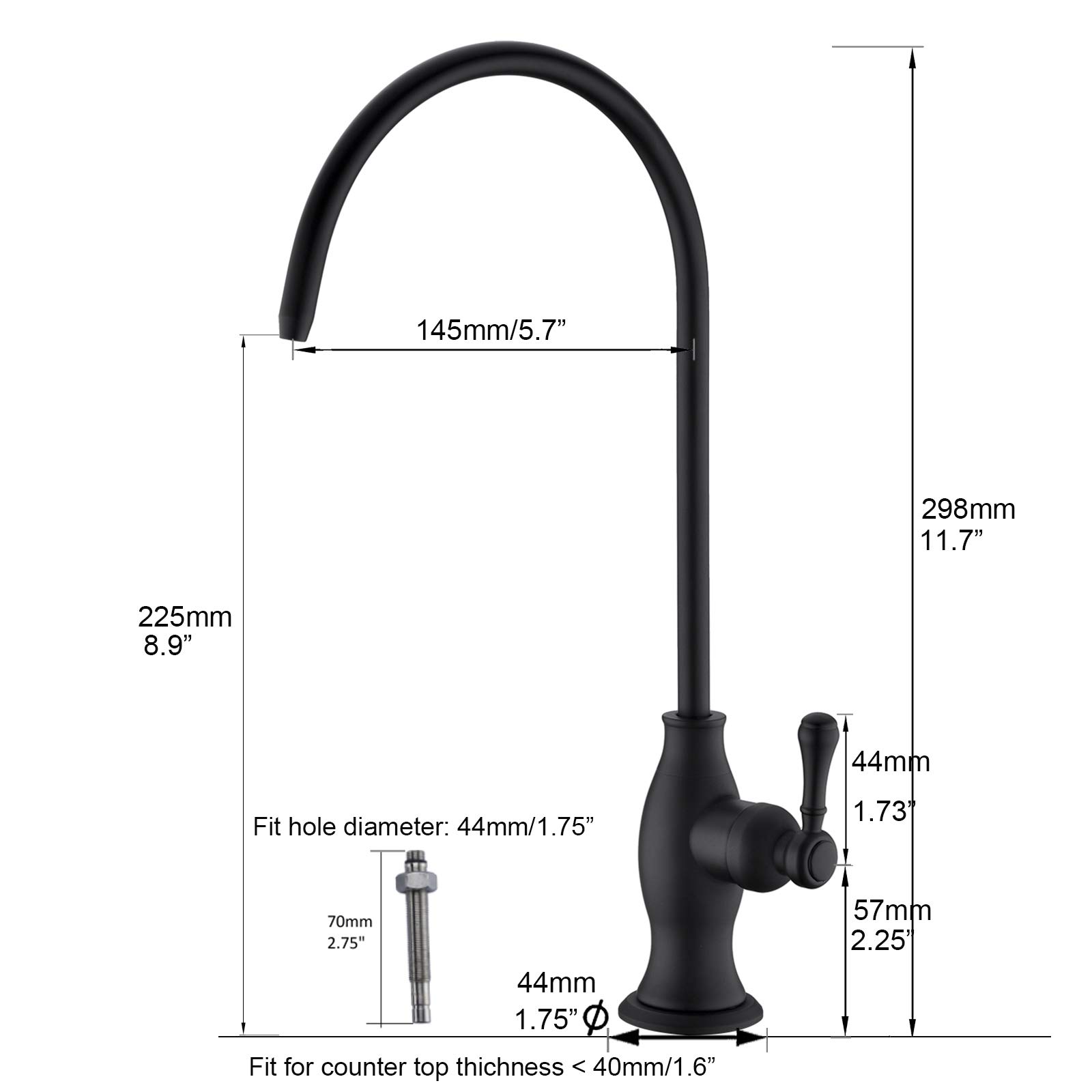 Delle Rosa Commercial Under Sink Water Filter Faucet - Chrome Finish Brass Drinking Water Purifier for Kitchen & Bar Sink | Perfect for Home, Office, Restaurant Water Filtration System